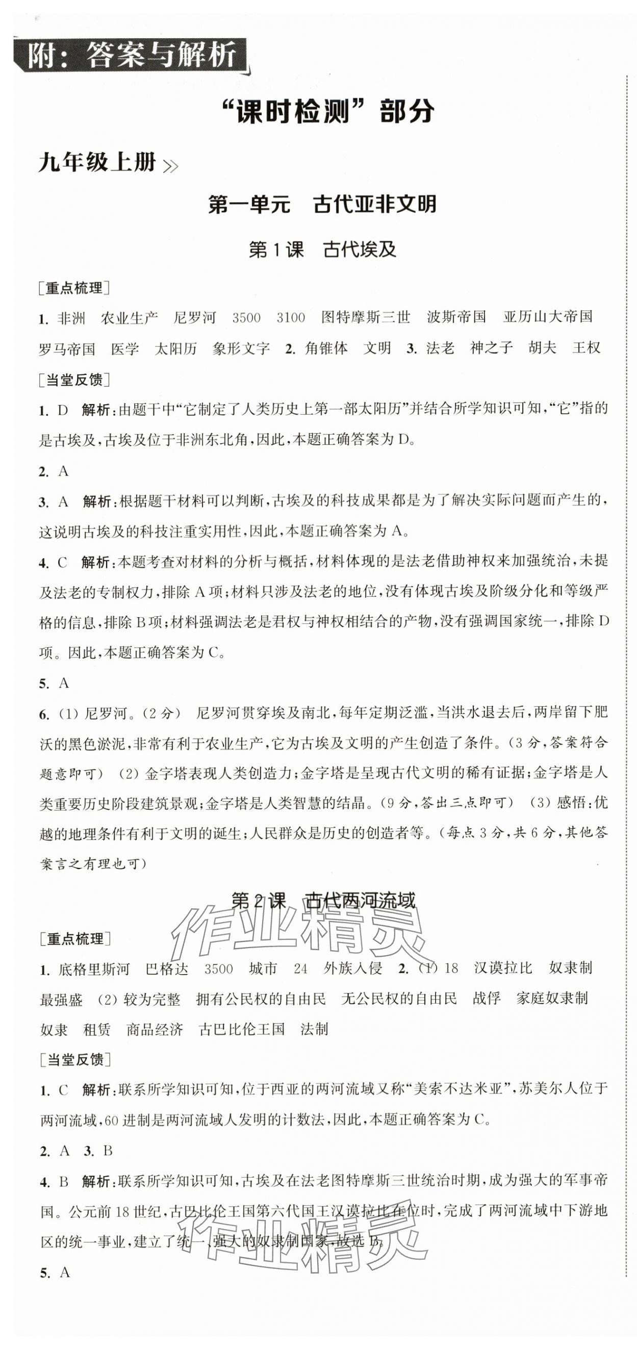 2025年通城学典活页检测九年级历史人教版 第1页