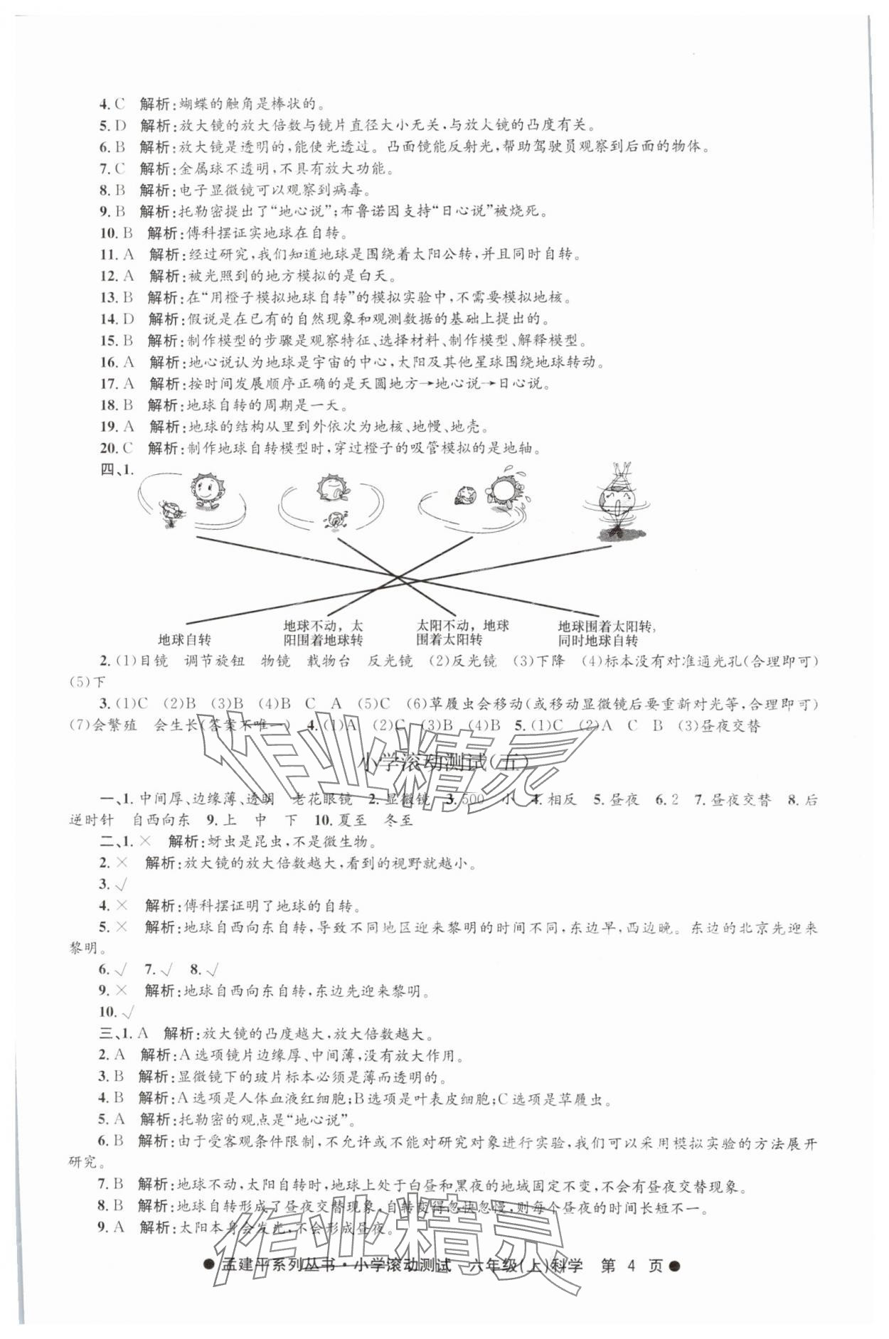 2024年孟建平小學(xué)滾動(dòng)測(cè)試六年級(jí)科學(xué)上冊(cè)教科版 第4頁