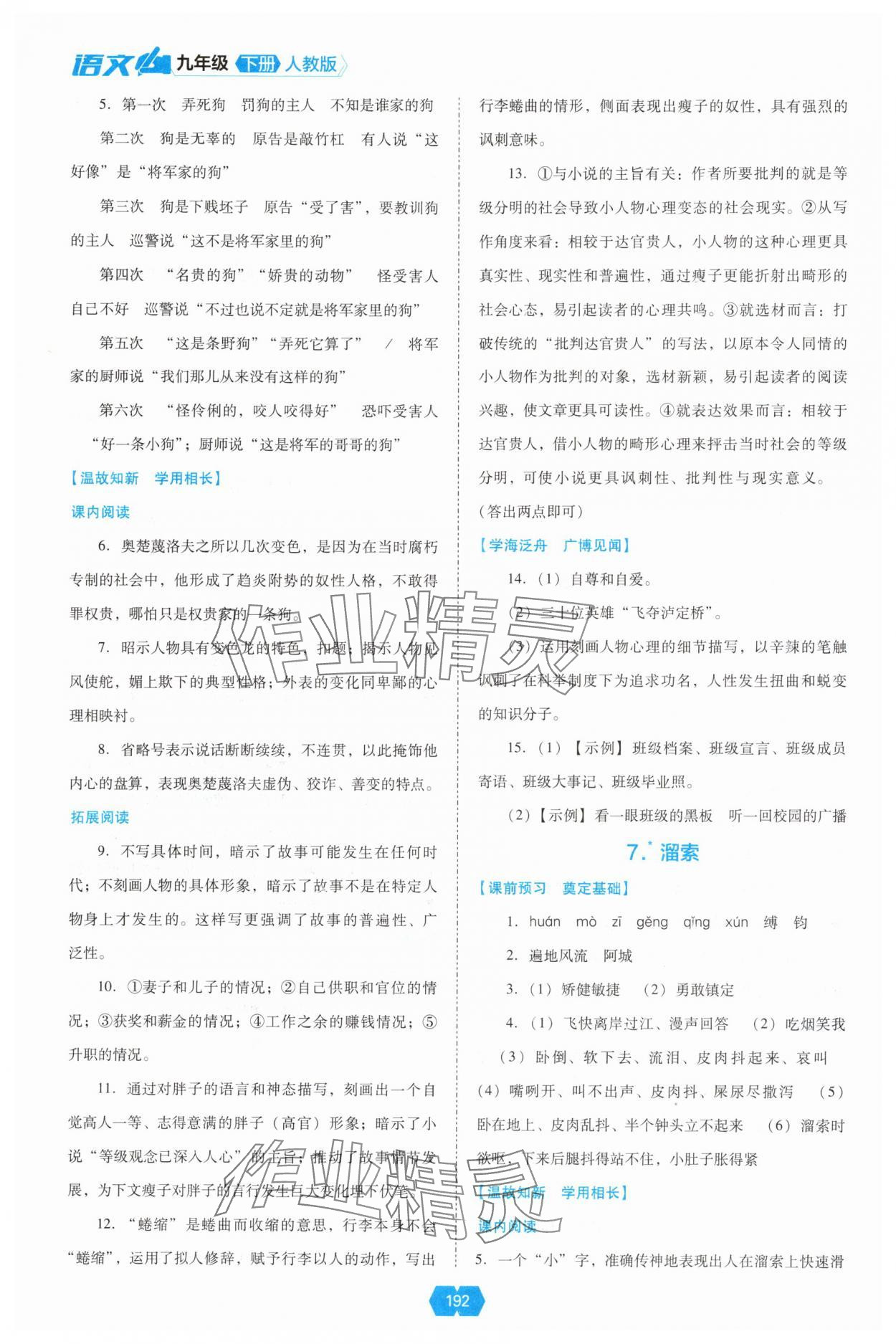 2025年新课程能力培养九年级语文下册人教版 参考答案第5页