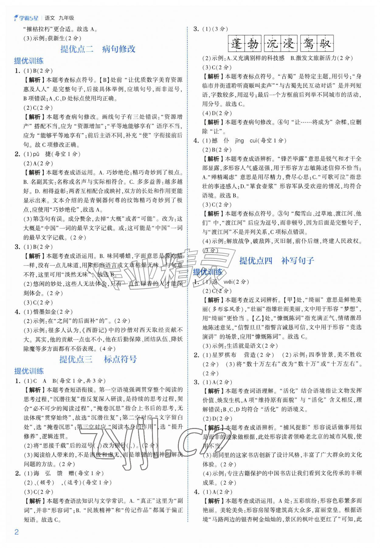 2026年经纶学典5星学霸九年级语文&nbsp;第2页