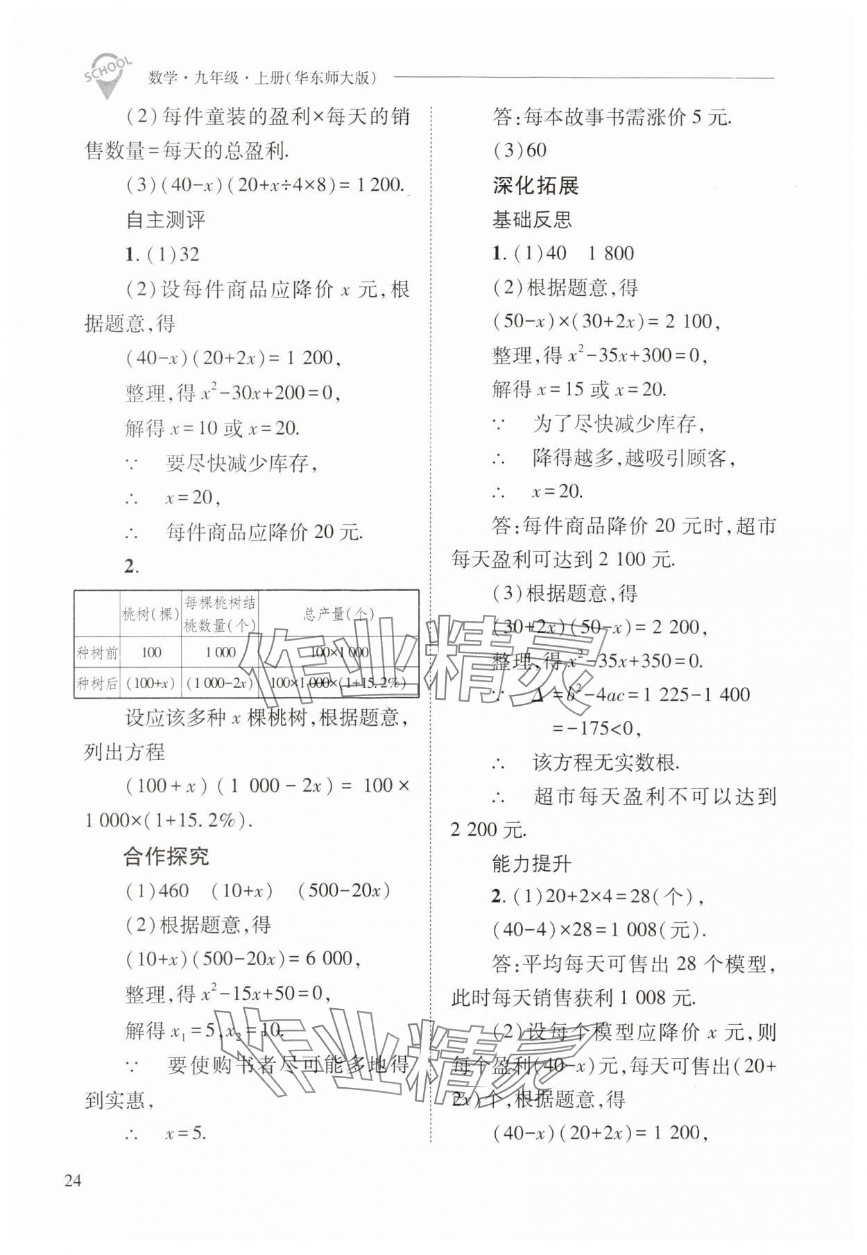 2024年新課程問(wèn)題解決導(dǎo)學(xué)方案九年級(jí)數(shù)學(xué)上冊(cè)華師大版 參考答案第24頁(yè)