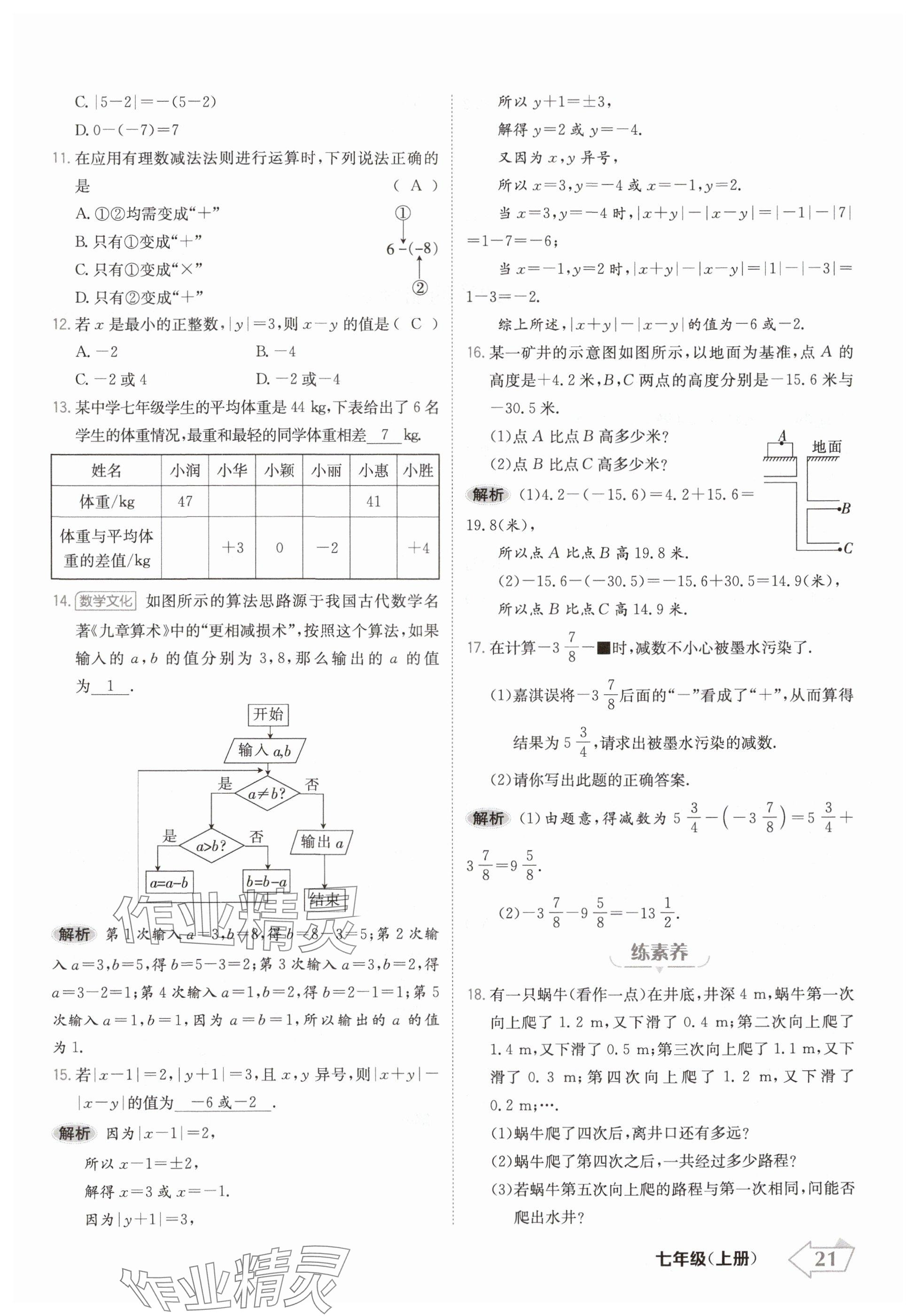 2024年金牌學(xué)練測(cè)七年級(jí)數(shù)學(xué)上冊(cè)人教版 參考答案第21頁(yè)