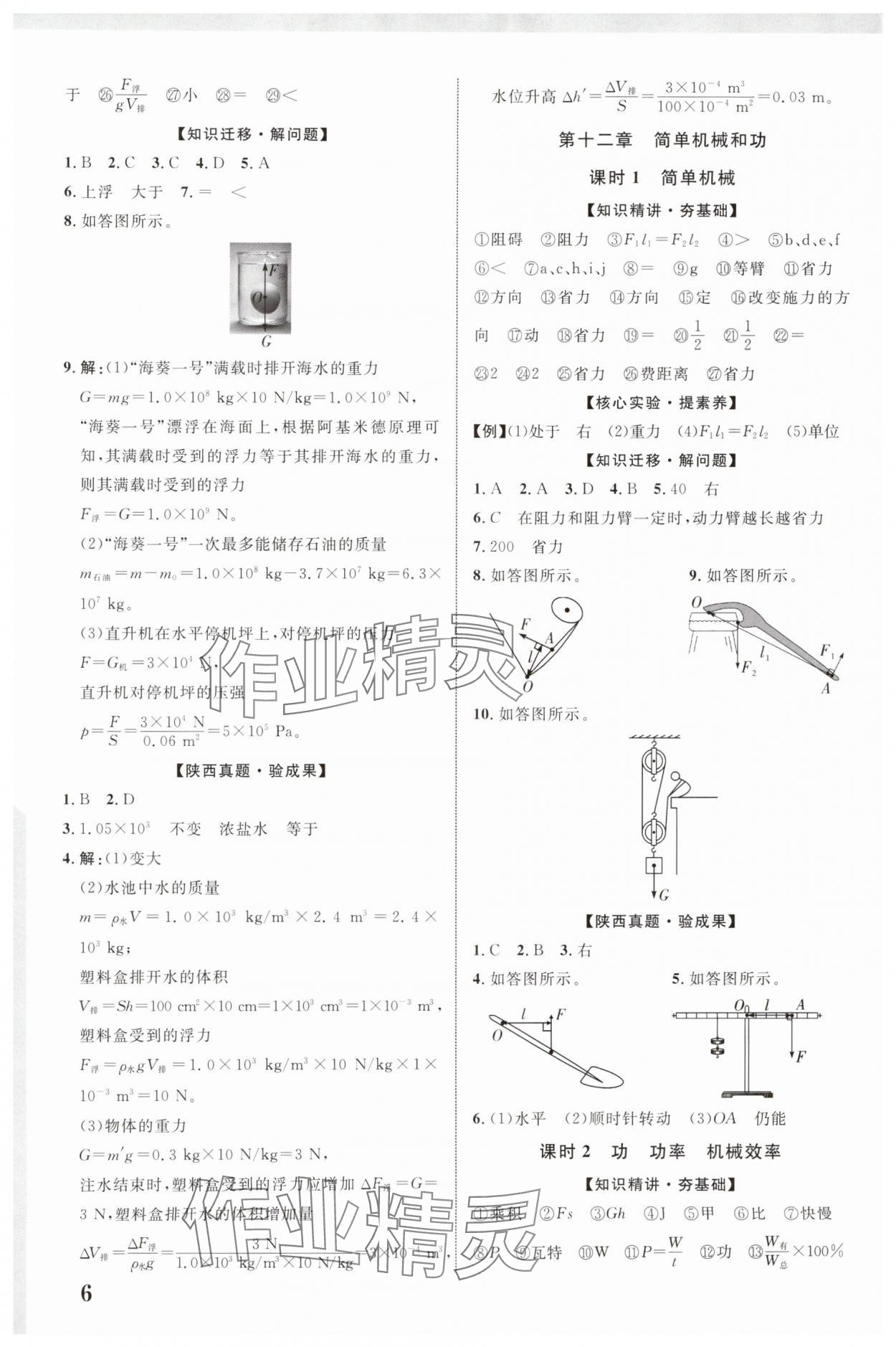 2025年中考新突破物理人教版陜西專版 參考答案第6頁