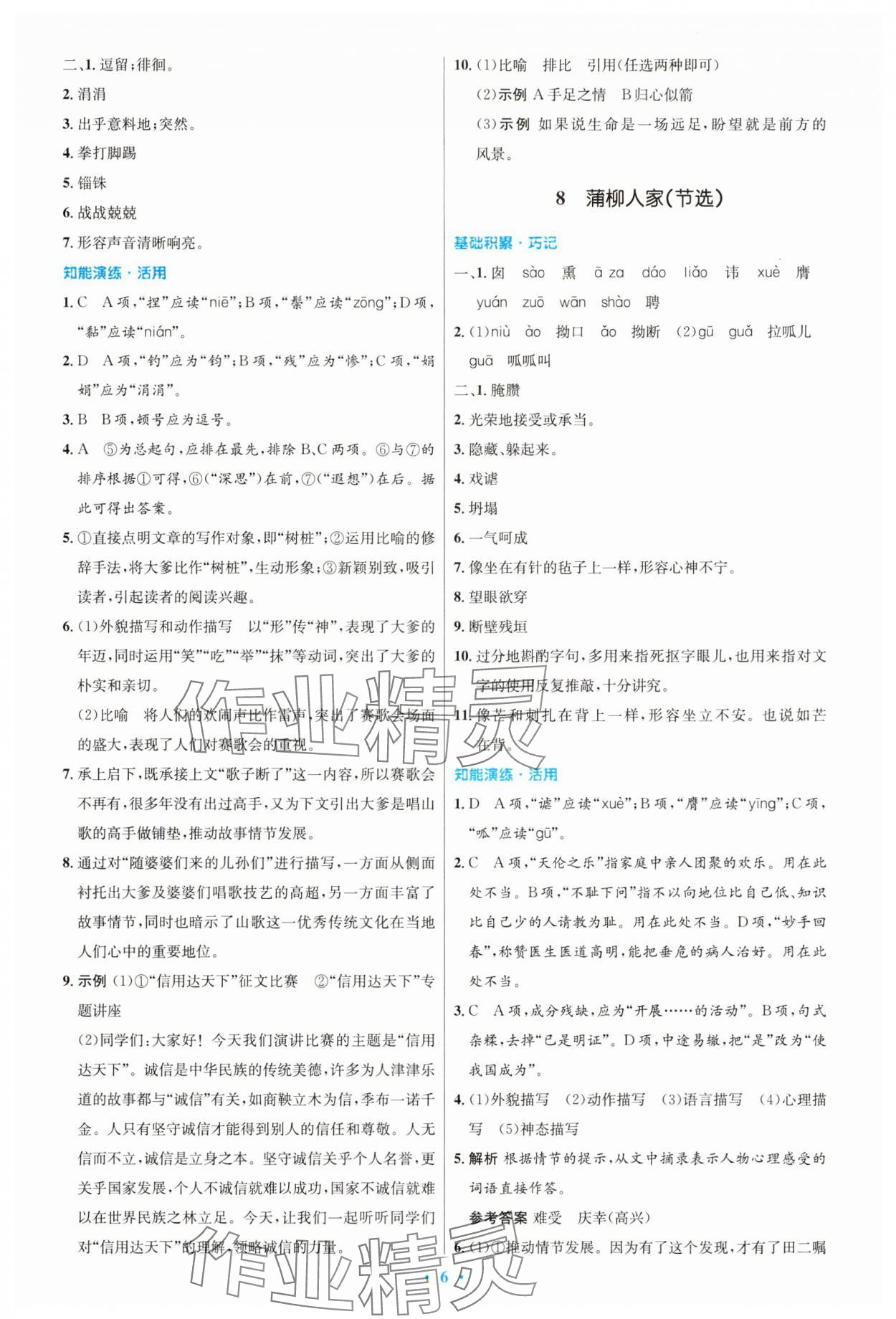 2025年同步測(cè)控優(yōu)化設(shè)計(jì)九年級(jí)語文下冊(cè)人教版精編版 第6頁