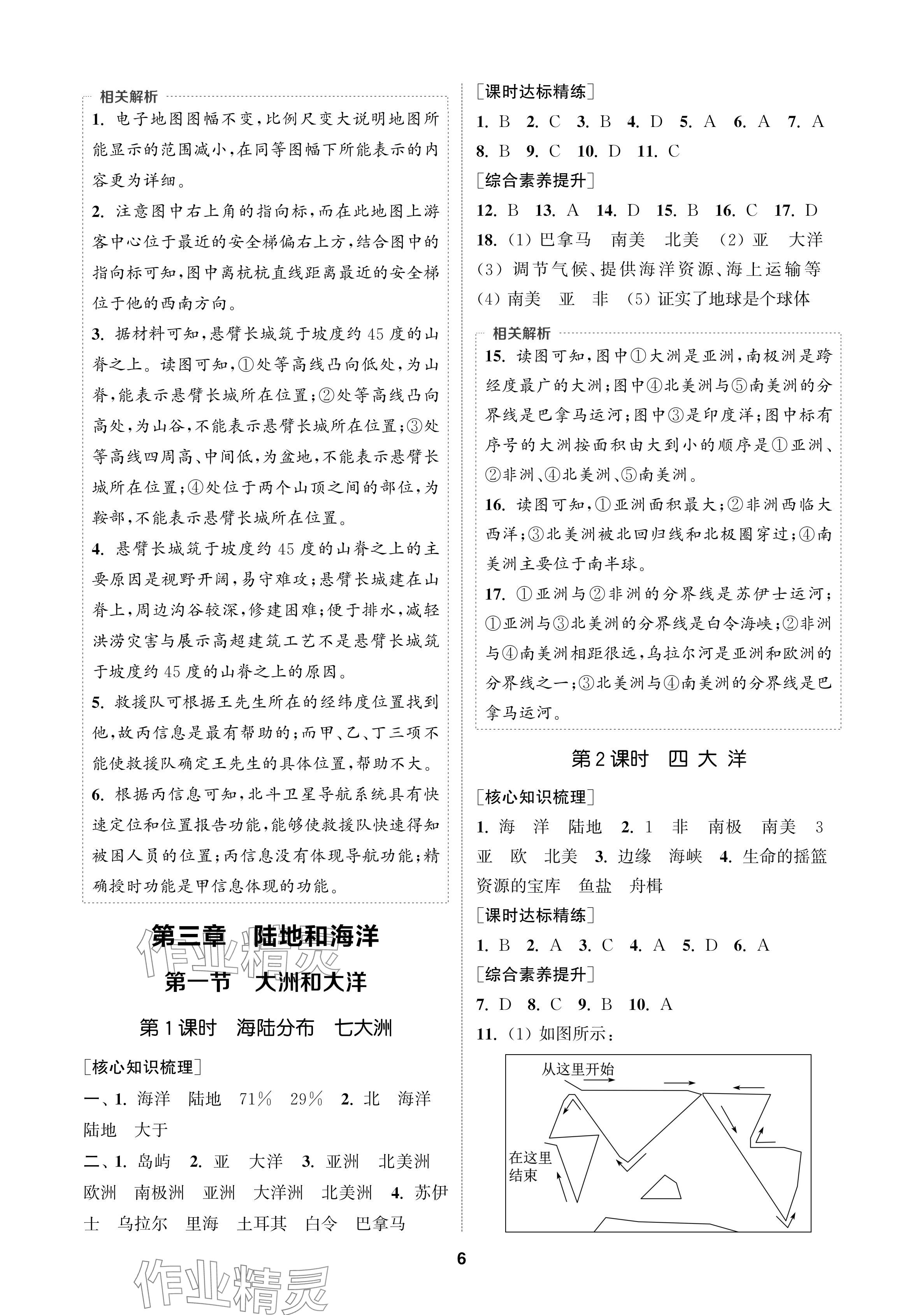 2024年通成學(xué)典課時作業(yè)本七年級地理上冊人教版蘇州專版 參考答案第6頁