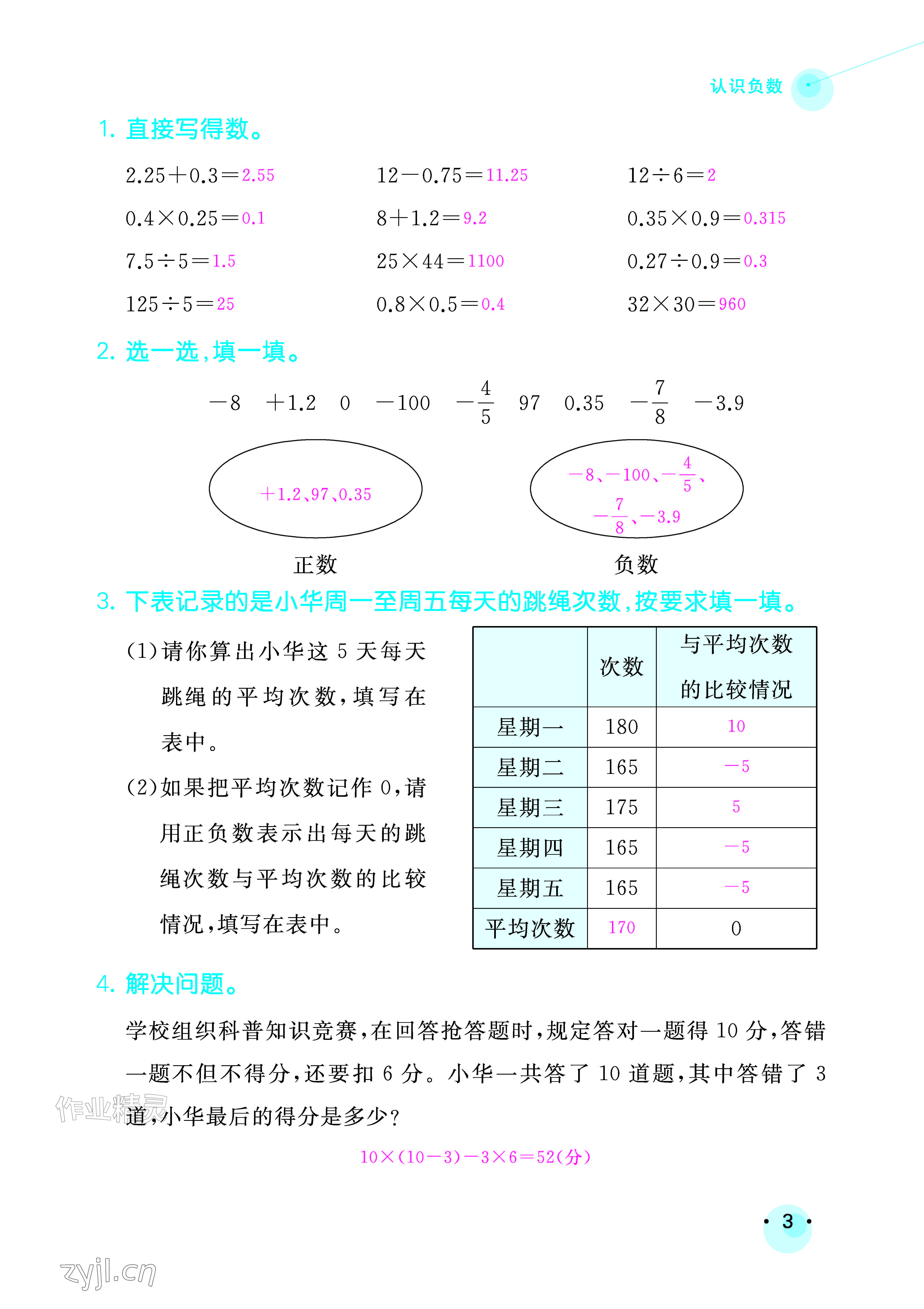 2026年口算题卡暑假练习本五年级数学青岛版&nbsp;参考答案第1页