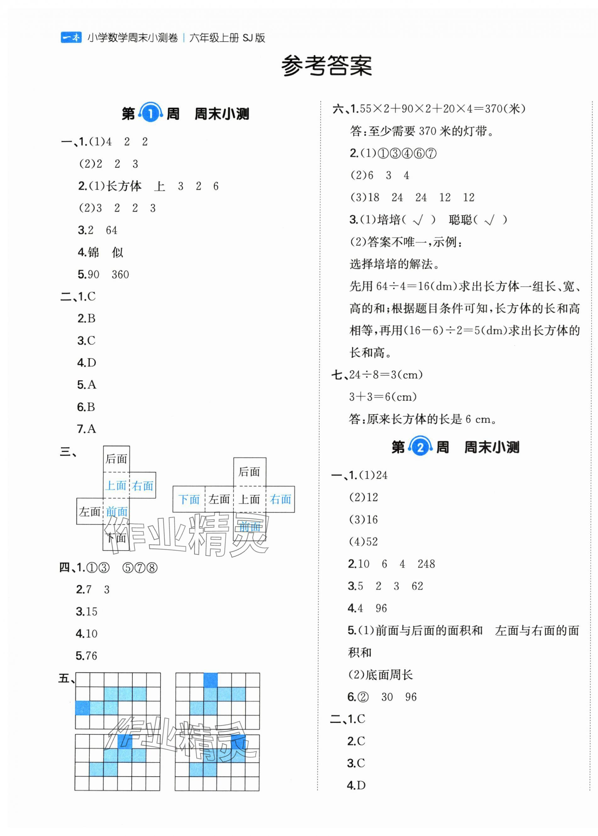2025年一本周末小测卷六年级数学上册苏教版 第1页