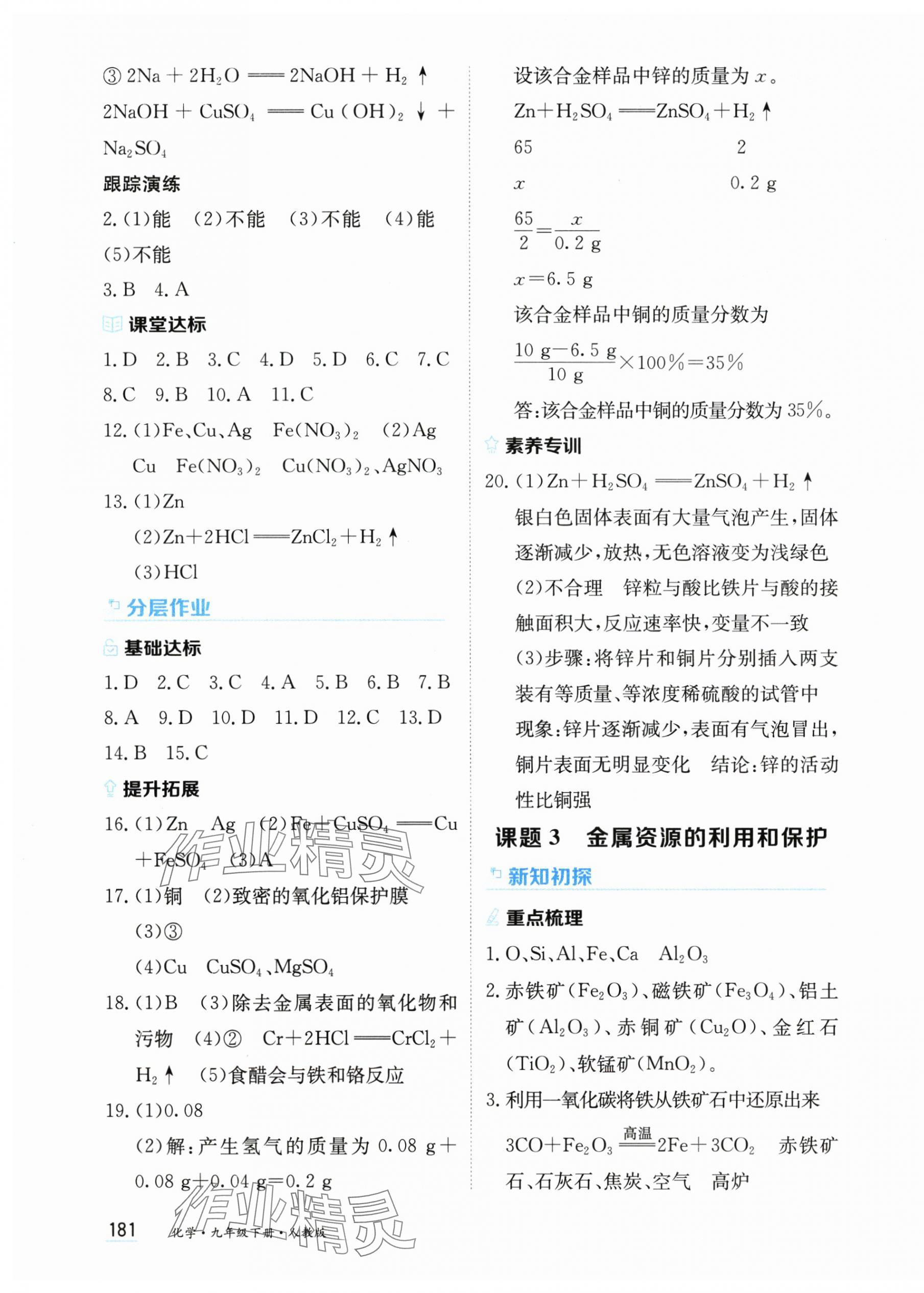 2025年資源與評價黑龍江教育出版社九年級化學下冊人教版 第3頁