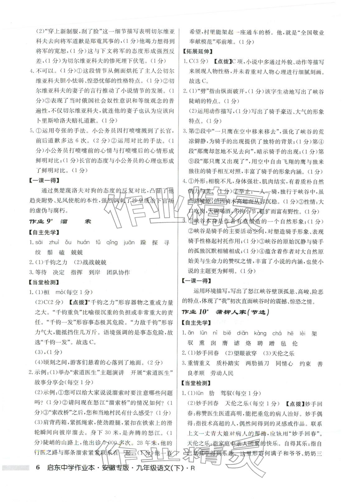 2025年启东中学作业本九年级语文上册人教版安徽专版 第6页