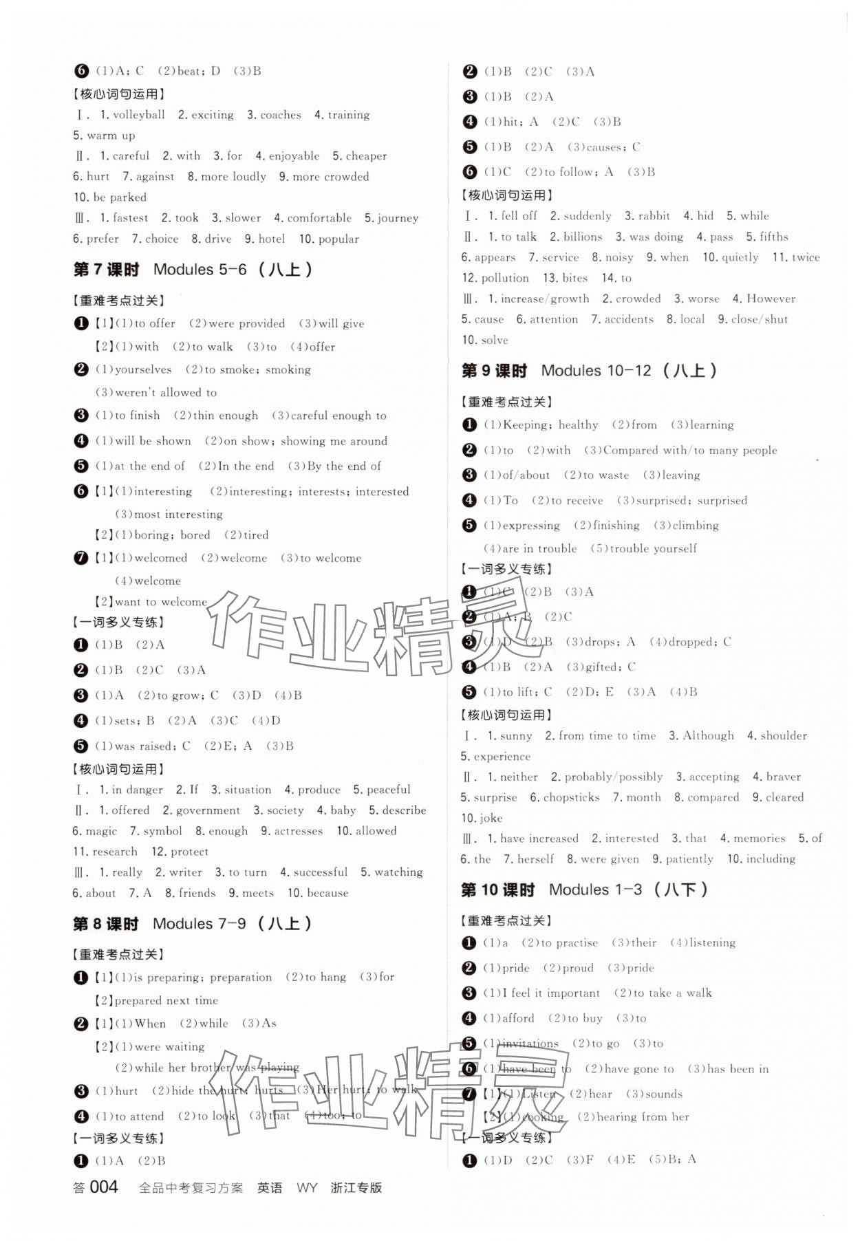 2025年全品中考復(fù)習(xí)方案英語(yǔ)備考手冊(cè)外研版浙江專版 參考答案第3頁(yè)