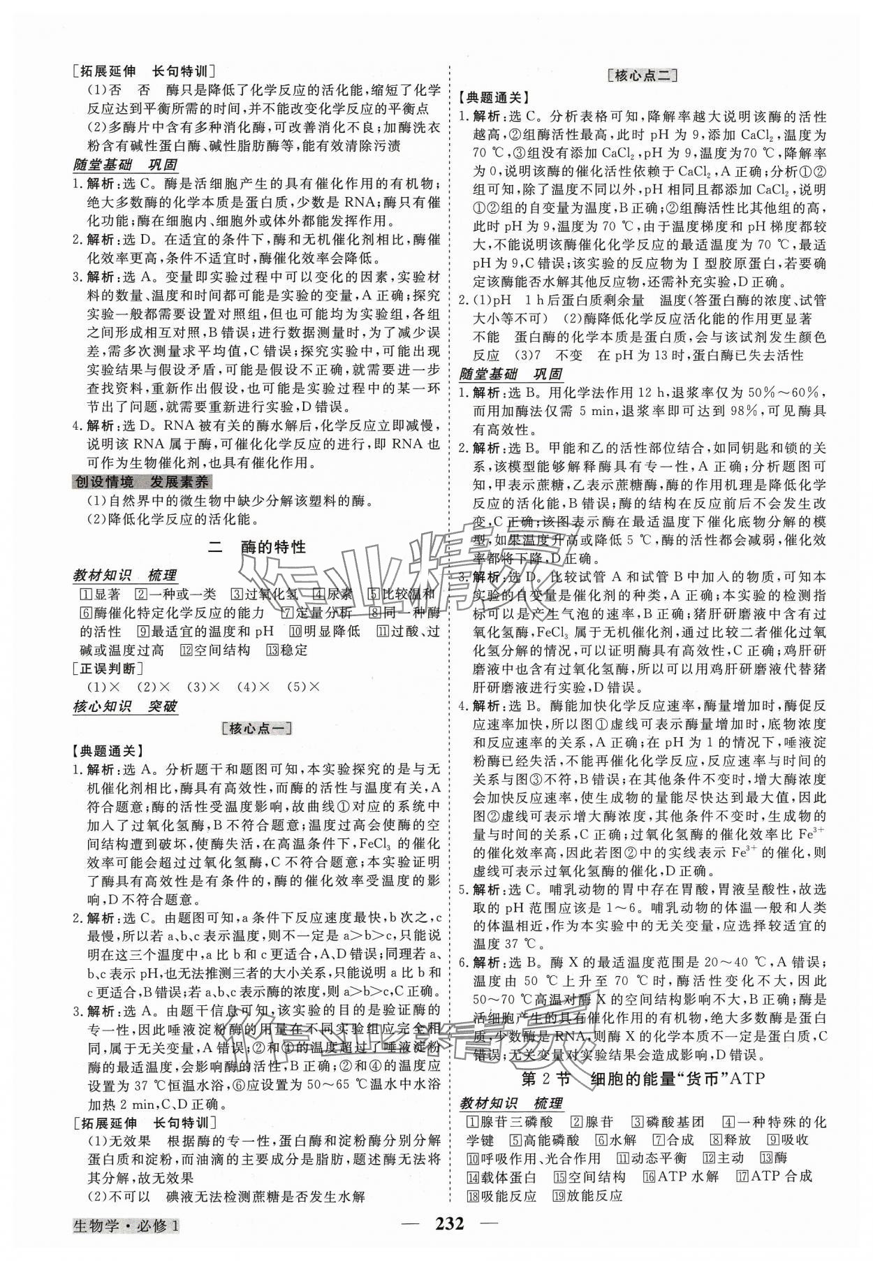 2023年高中同步創(chuàng)新課堂優(yōu)化方案高中生物必修1人教版 參考答案第11頁