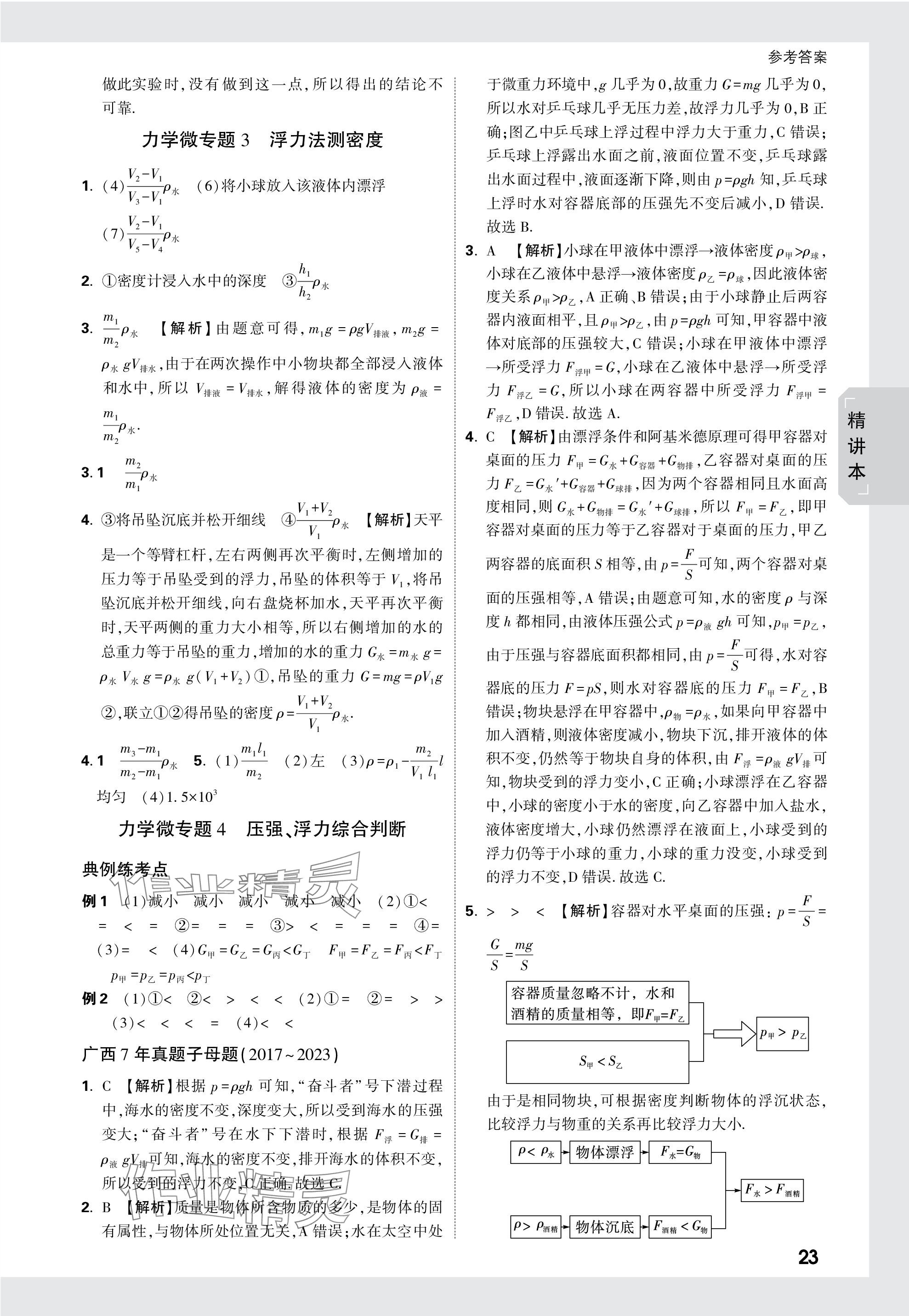 2024年萬(wàn)唯中考試題研究物理廣西專版 參考答案第23頁(yè)