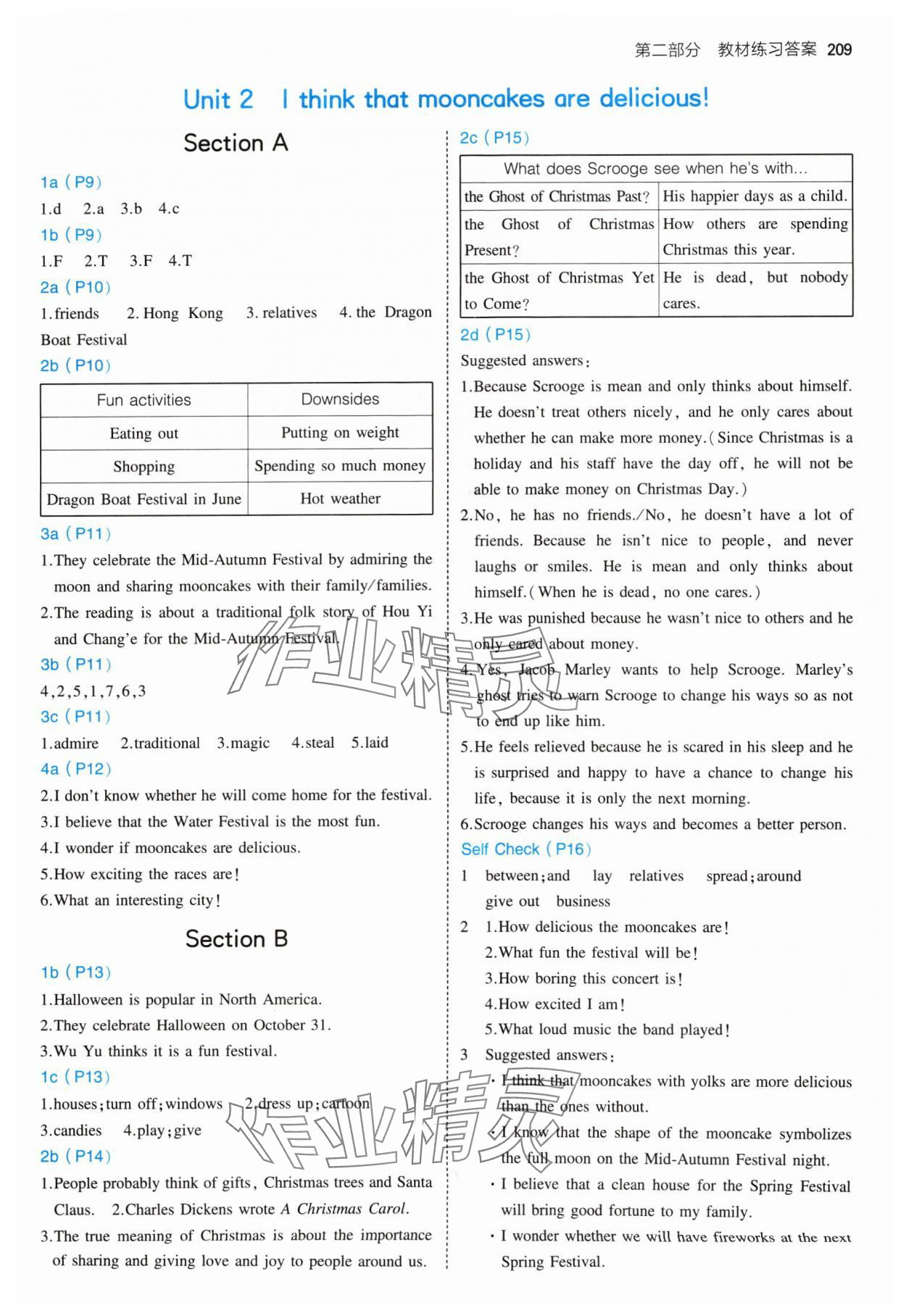 2024年教材課本九年級英語全一冊人教版 參考答案第2頁