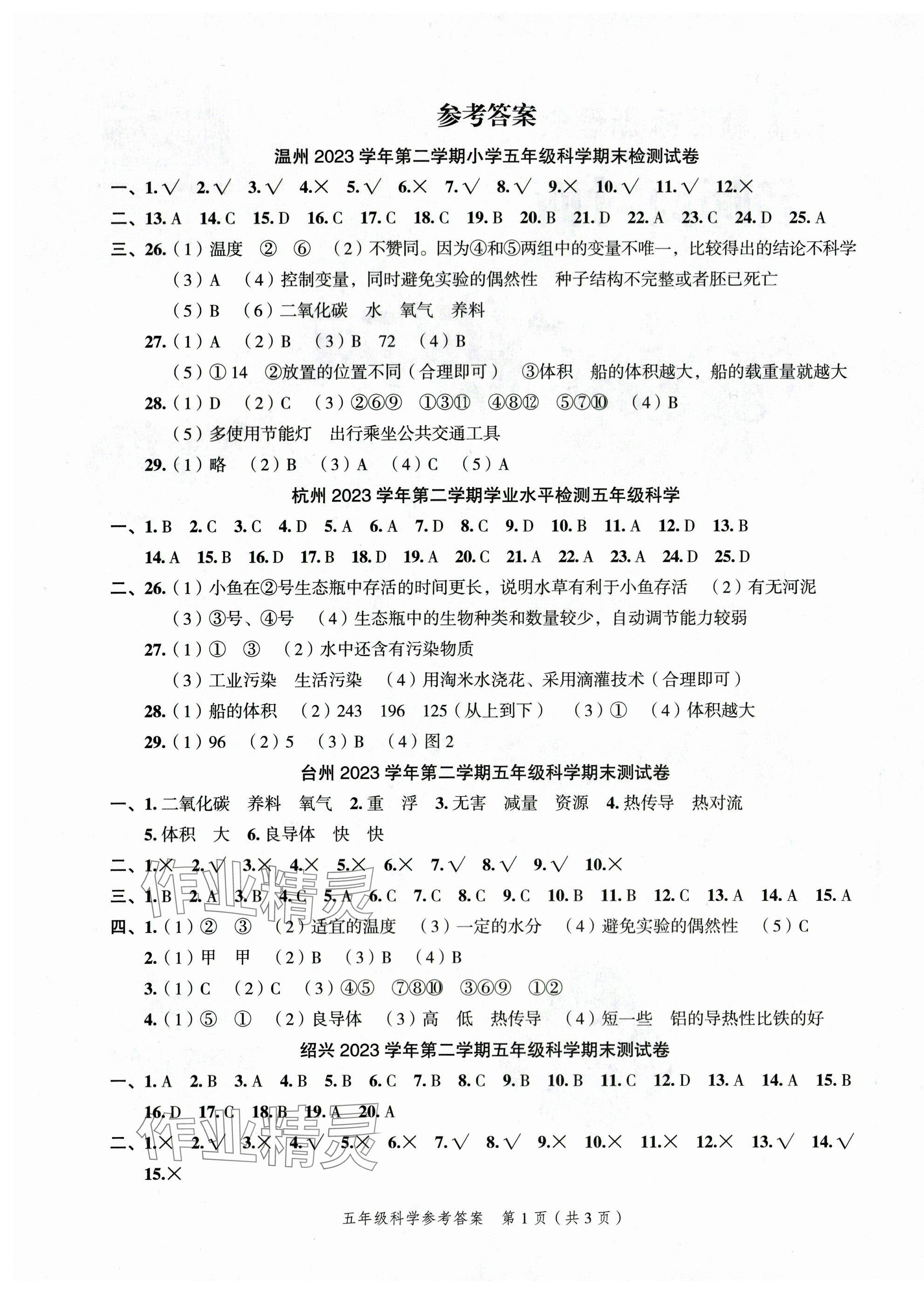2024年名師面對面期末大通關五年級科學下冊教科版 第1頁