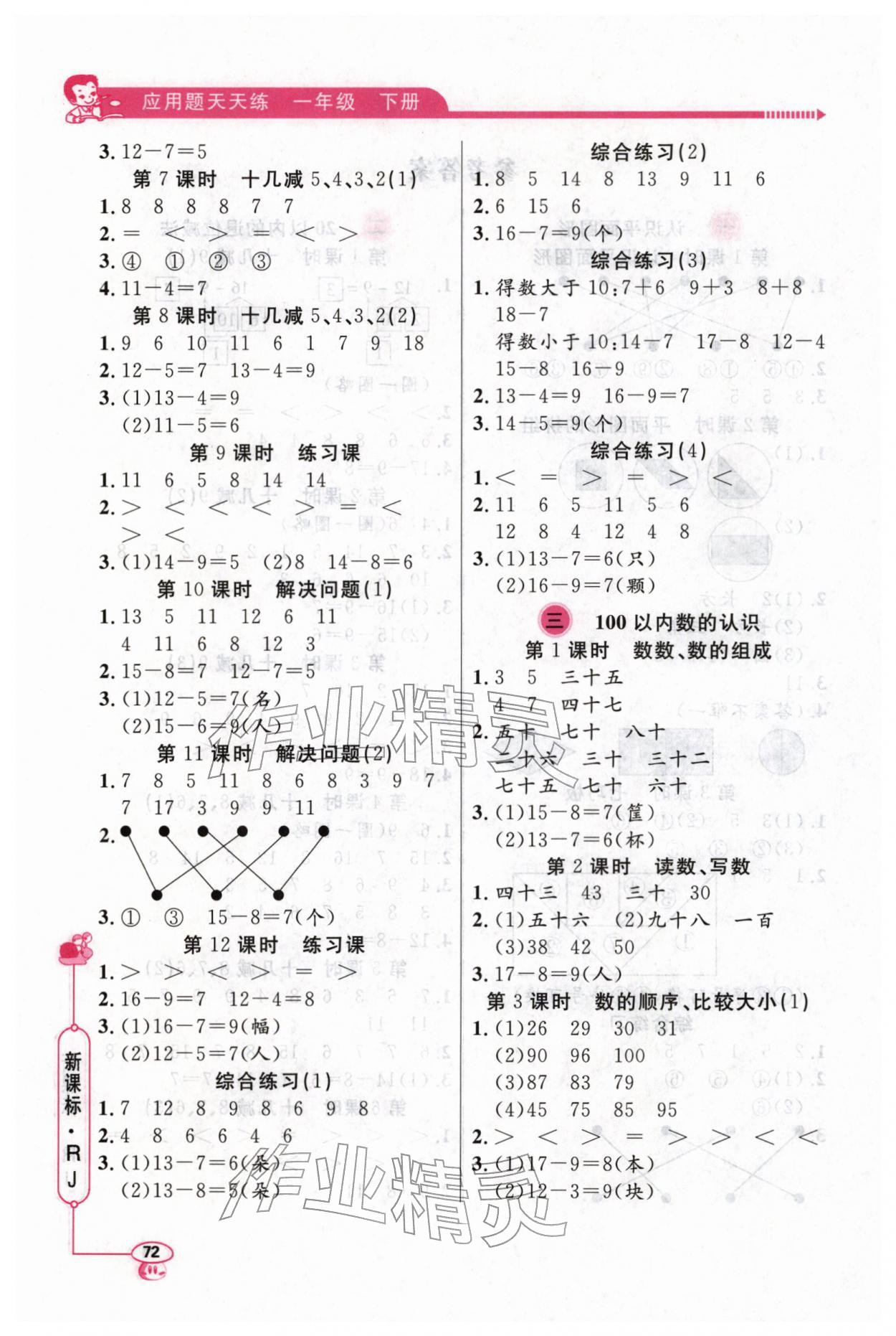 2026年小学数学应用题天天练一年级下册人教版&nbsp;第2页