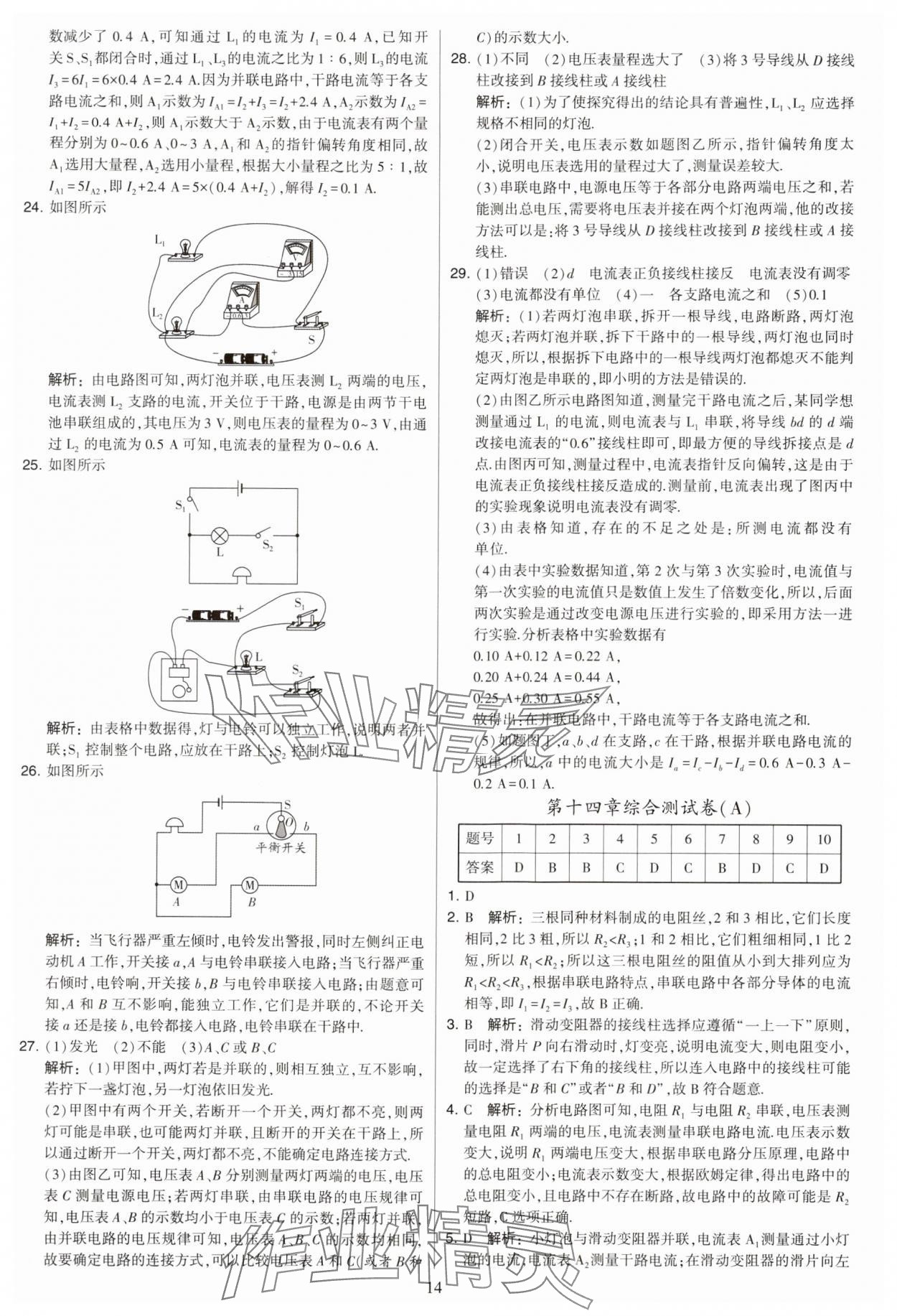 2024年學霸提優(yōu)大試卷九年級物理上冊蘇科版 參考答案第14頁