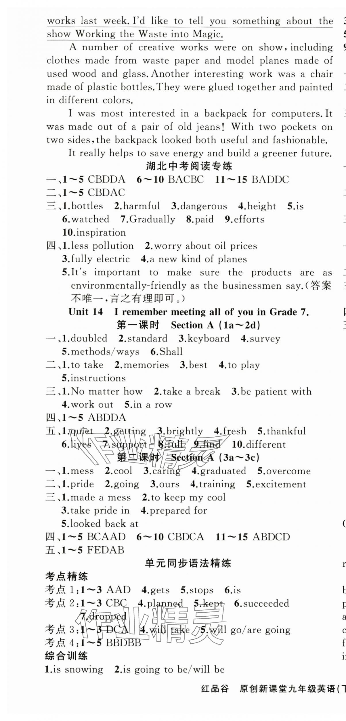 2025年原創(chuàng)新課堂九年級英語下冊人教版湖北專版 第7頁