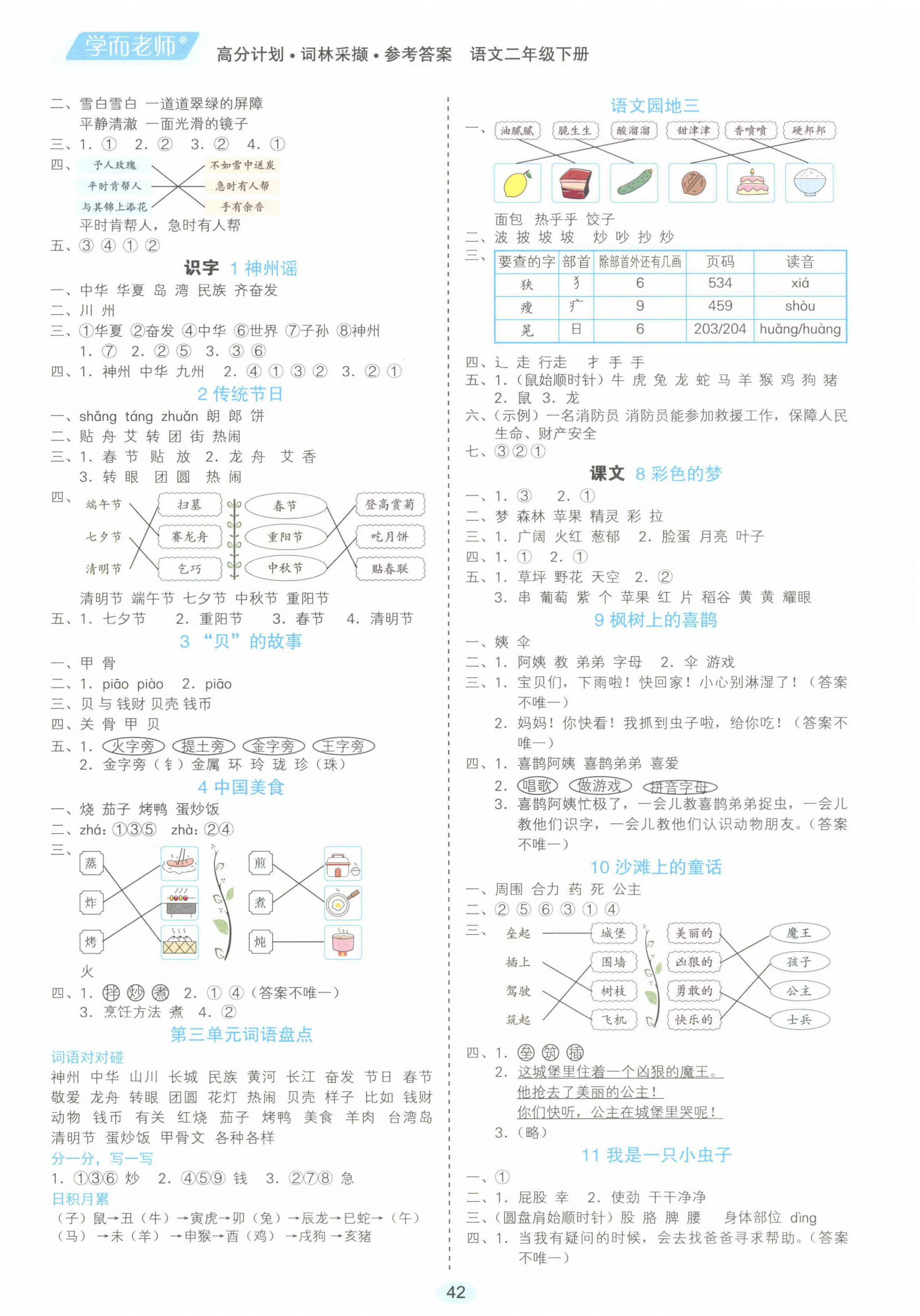2024年學而老師詞林采擷二年級語文下冊人教版 參考答案第2頁