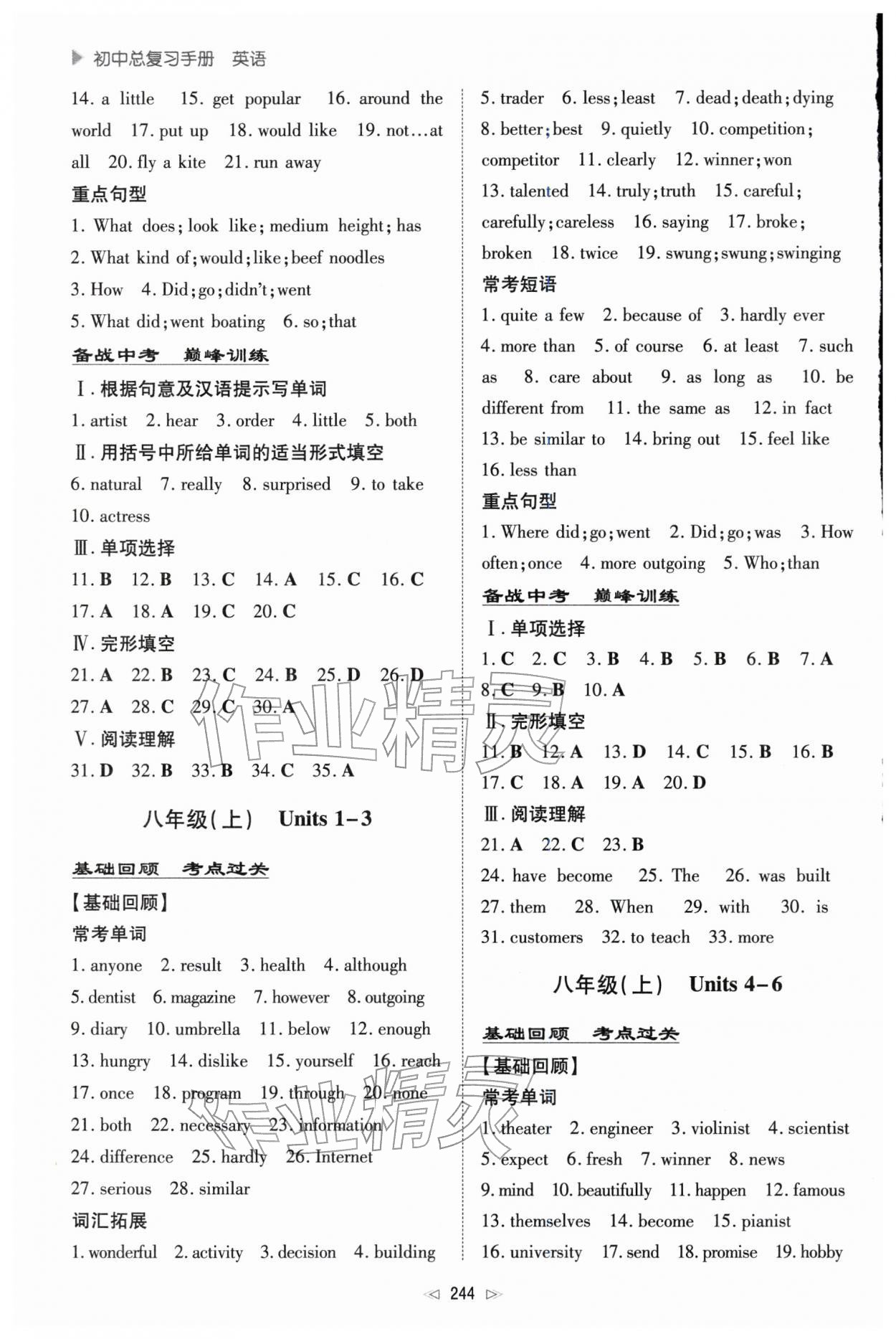 2026年初中总复习手册新世纪出版社英语人教版&nbsp;第4页