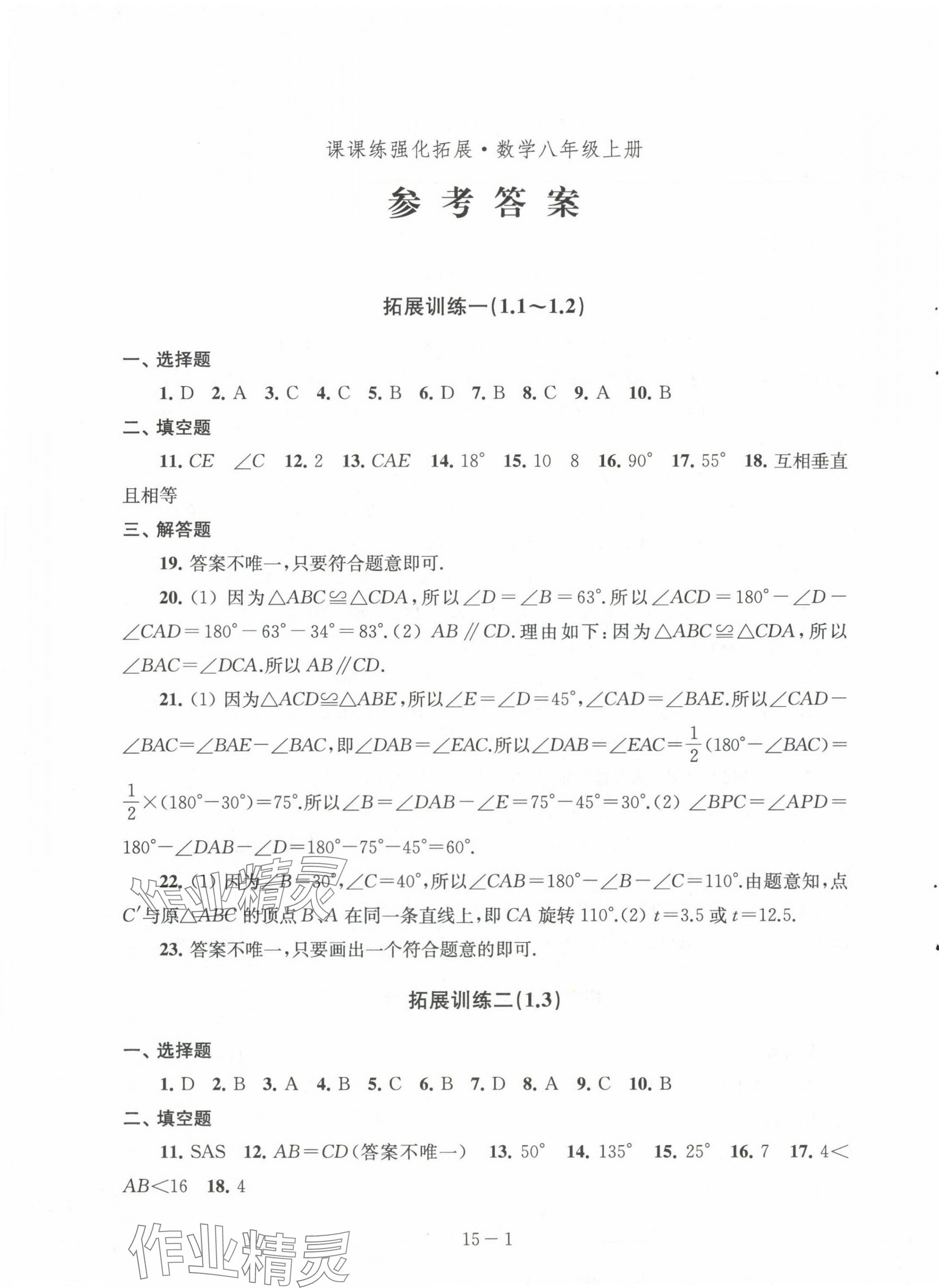 2024年課課練強化拓展八年級數學上冊蘇科版 第1頁