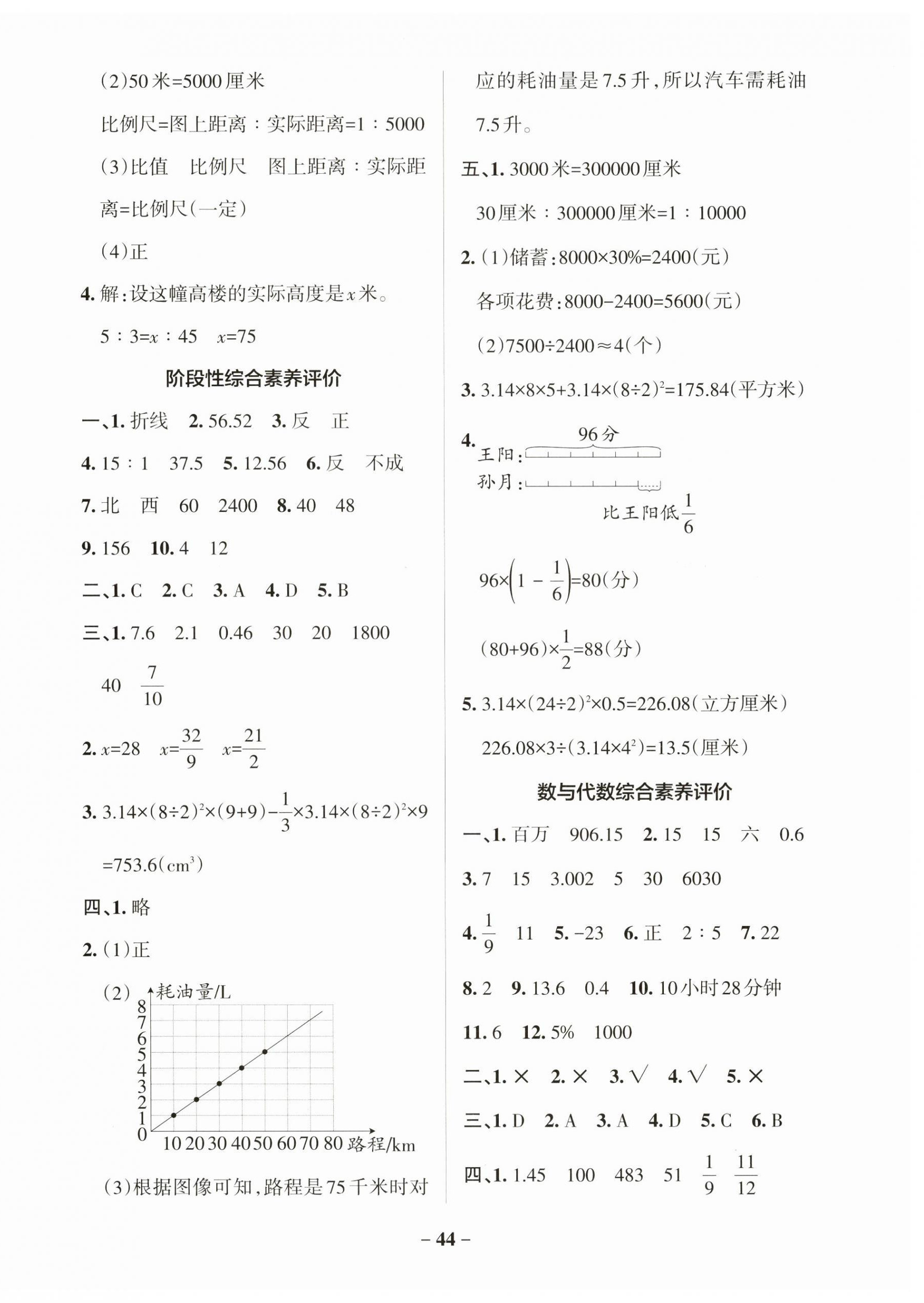 2025年小學(xué)學(xué)霸作業(yè)本六年級數(shù)學(xué)下冊蘇教版 參考答案第4頁