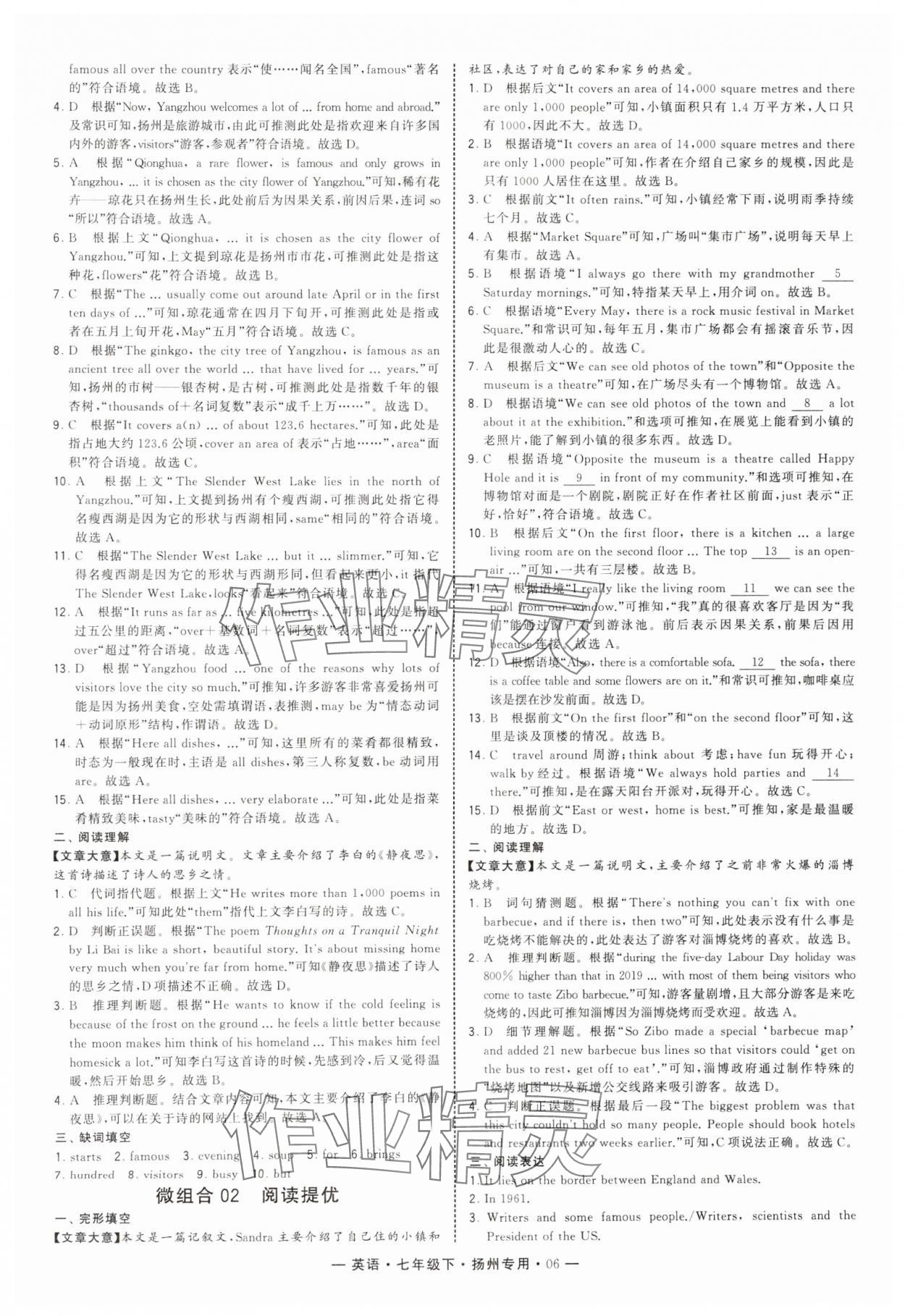 2025年學霸組合訓練七年級英語下冊譯林版揚州專版 第6頁