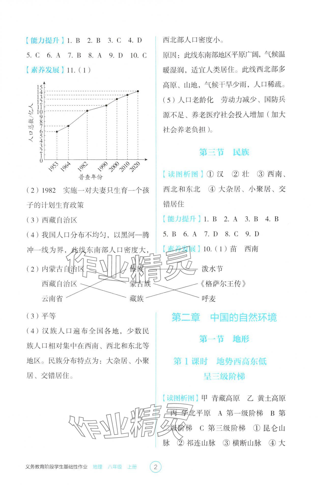 2025年学生基础性作业八年级地理上册人教版 参考答案第2页