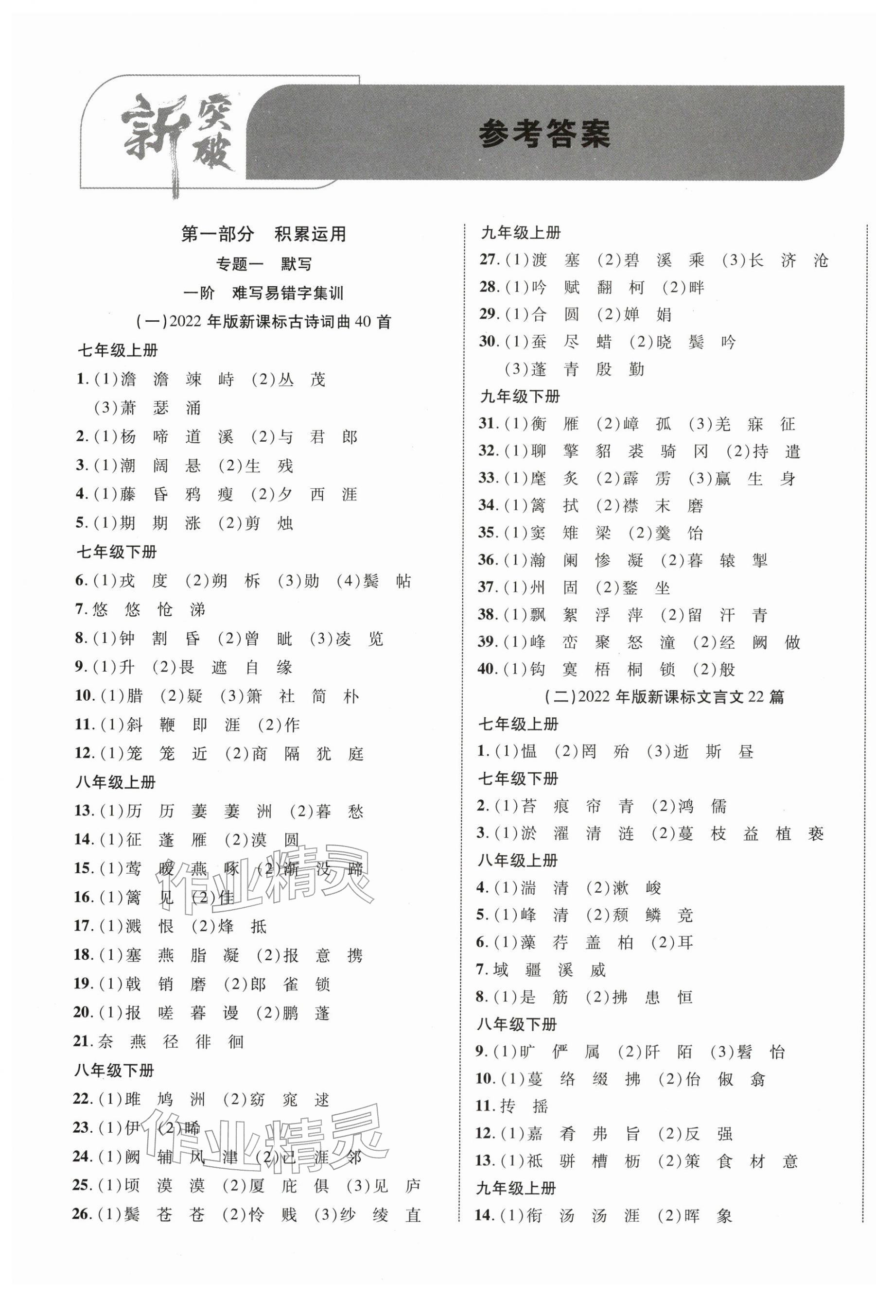 2026年中考新突破語文寧夏專版&nbsp;第1頁