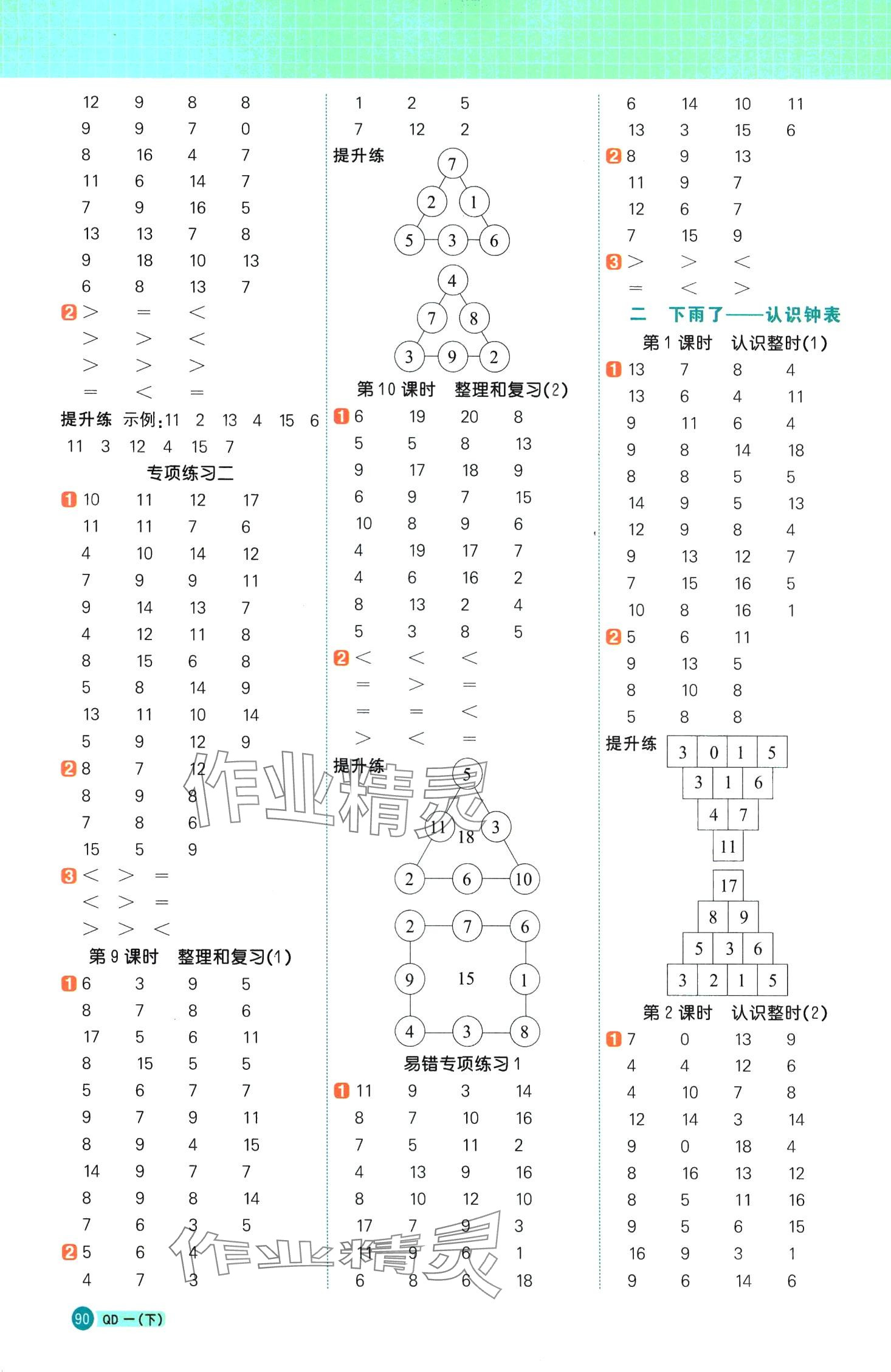 2024年陽光同學計算小達人一年級數學下冊青島版 第2頁