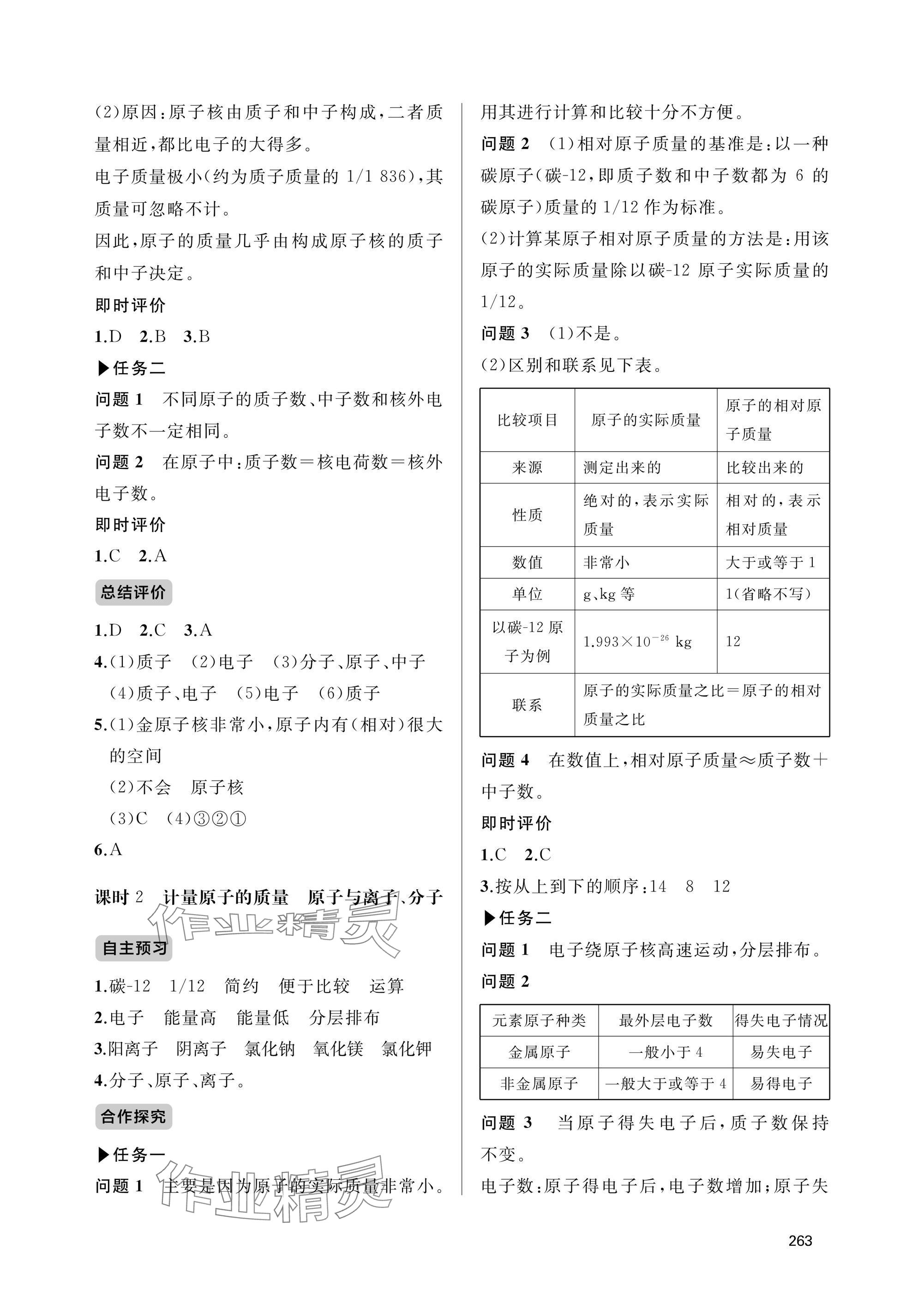 2025年新课程助学丛书九年级化学全一册人教版 参考答案第7页