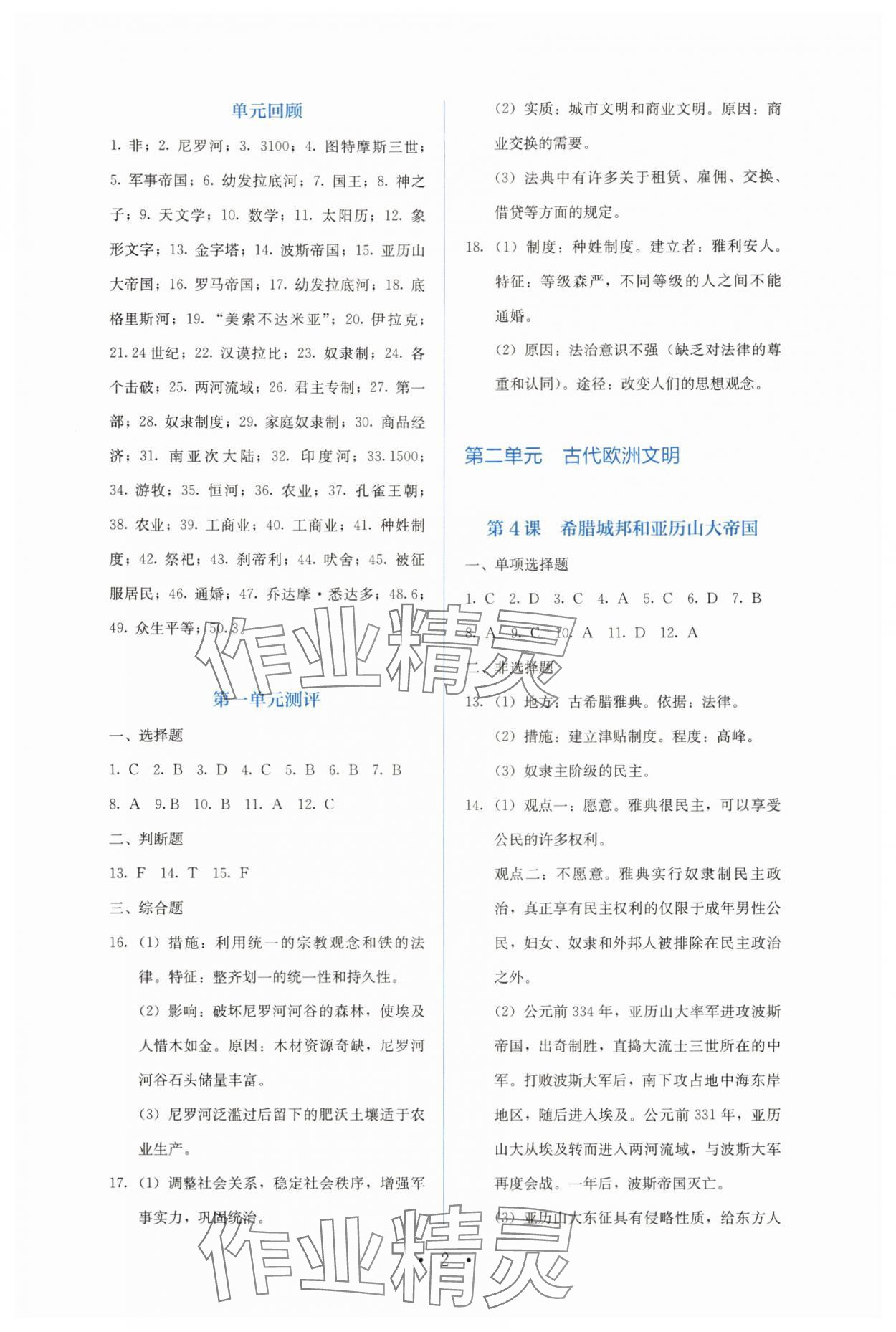 2025年人教金学典同步解析与测评九年级历史上册人教版 第2页
