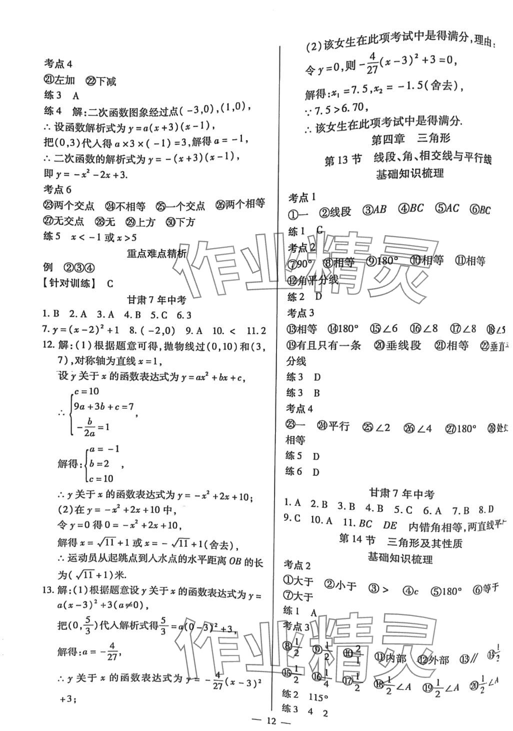 2024年致勝中考初中總復習指導用書數(shù)學甘肅專版 第12頁