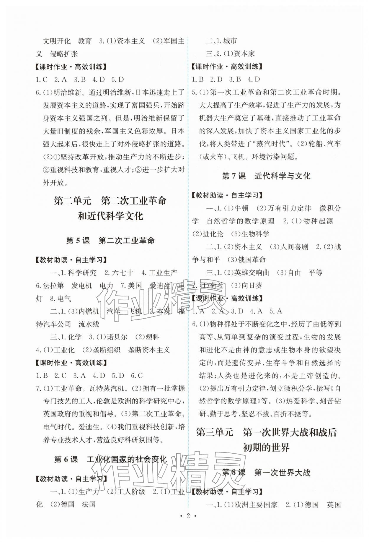 2026年能力培养与测试九年级世界历史下册人教版湖南专版&nbsp;第2页