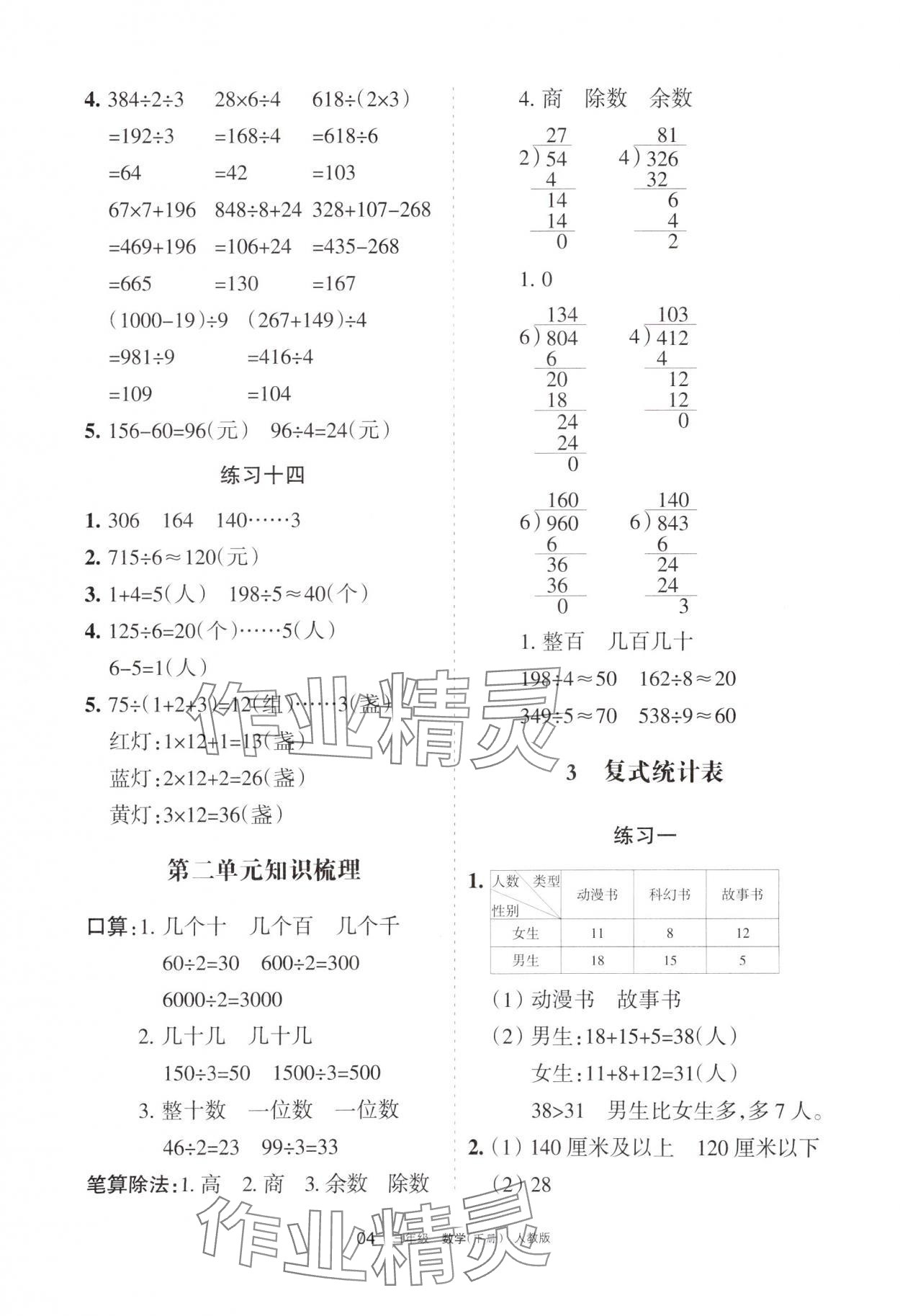 2024年學(xué)習(xí)之友三年級(jí)數(shù)學(xué)下冊人教版 參考答案第4頁