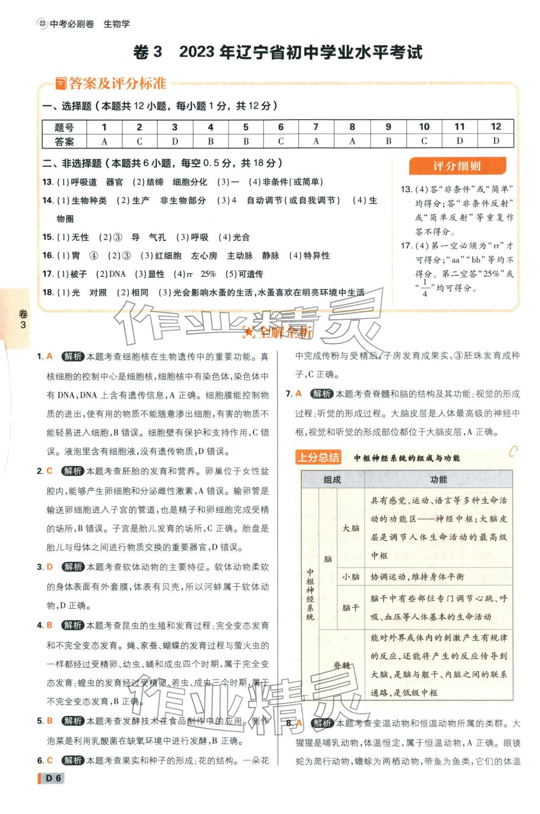 2026年中考必刷卷42套新卷沈阳出版社八年级生物全一册通用版辽宁专版&nbsp;第6页