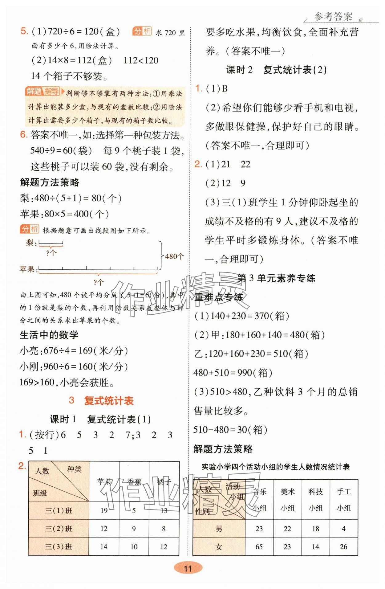 2024年黃岡同步練一日一練三年級數學下冊人教版 參考答案第11頁