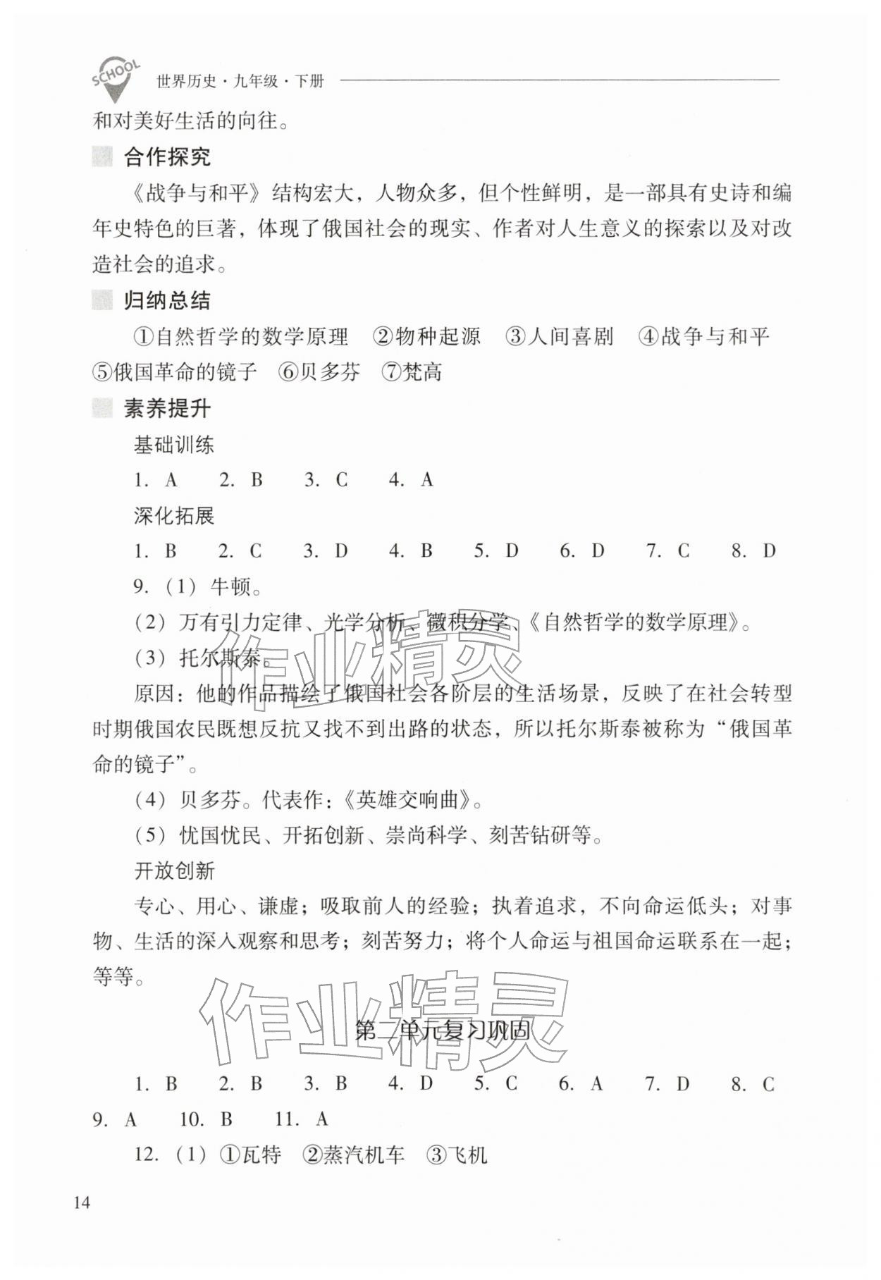 2026年新课程问题解决导学方案九年级历史下册人教版&nbsp;第14页