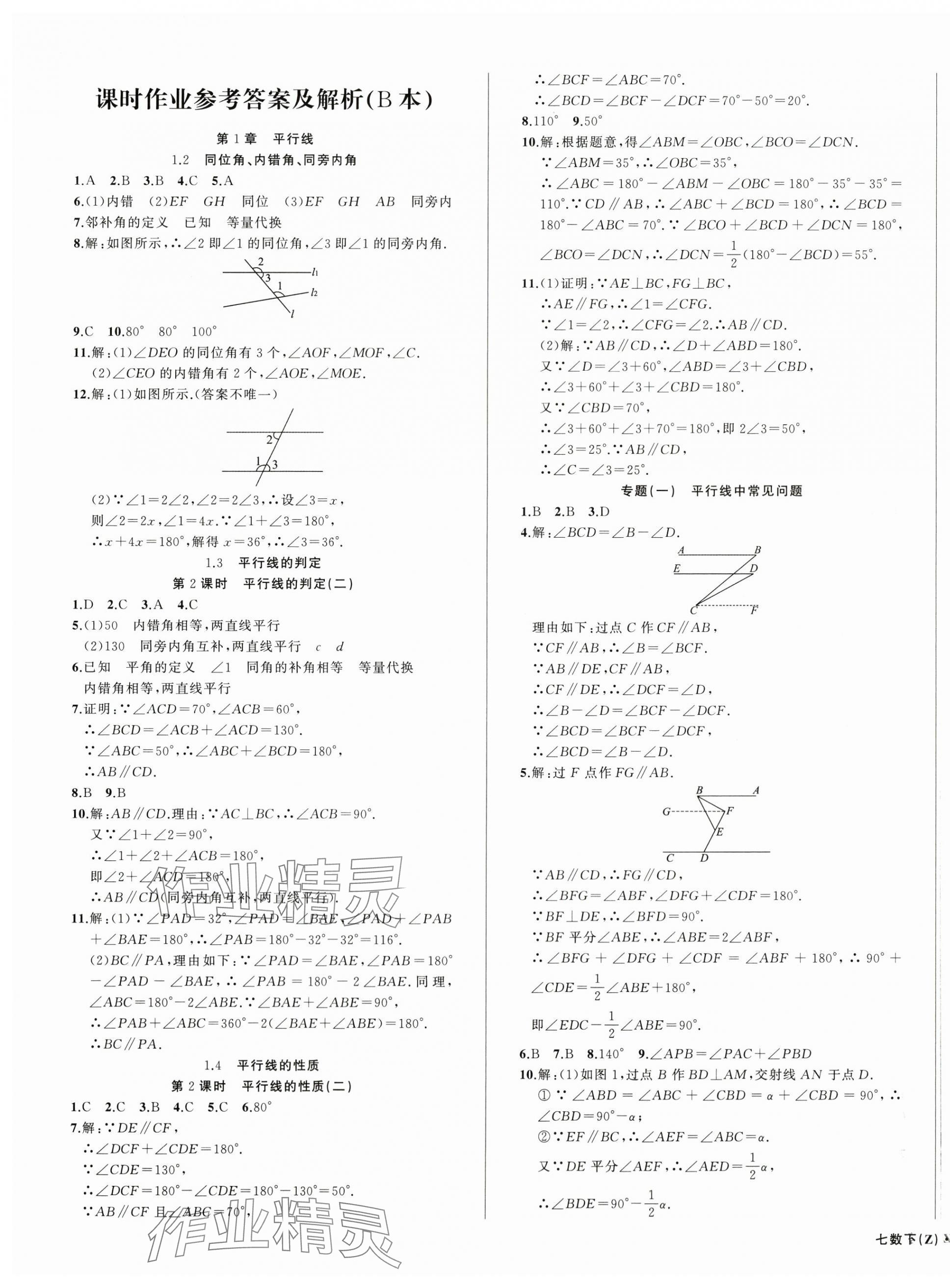 2024年名師面對面同步作業(yè)本七年級數(shù)學(xué)下冊浙教版浙江專版 第9頁