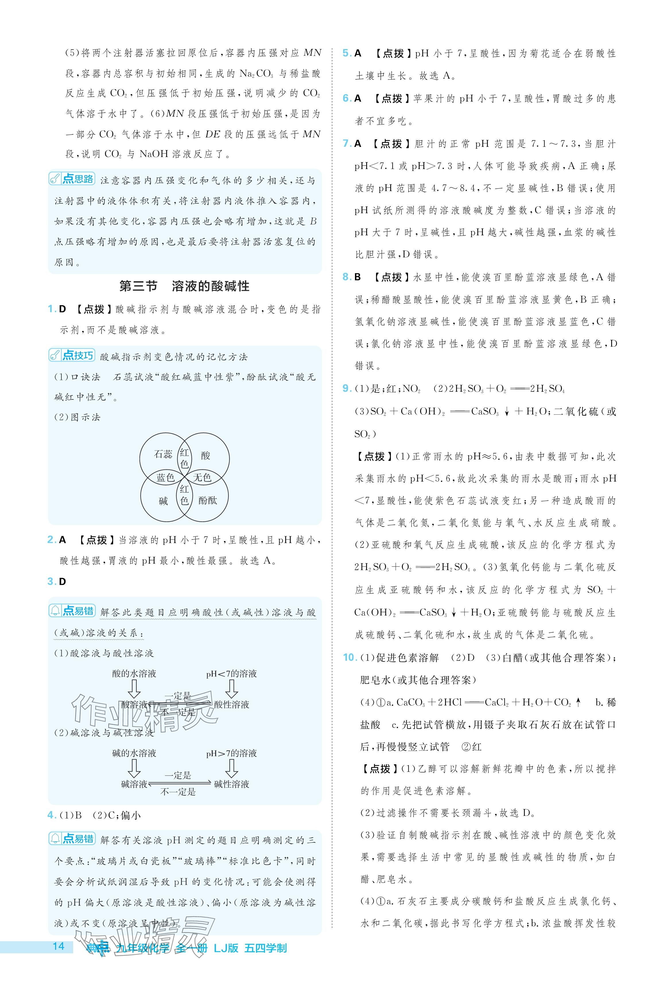 2024年綜合應(yīng)用創(chuàng)新題典中點九年級化學(xué)上冊魯教版54制 參考答案第14頁