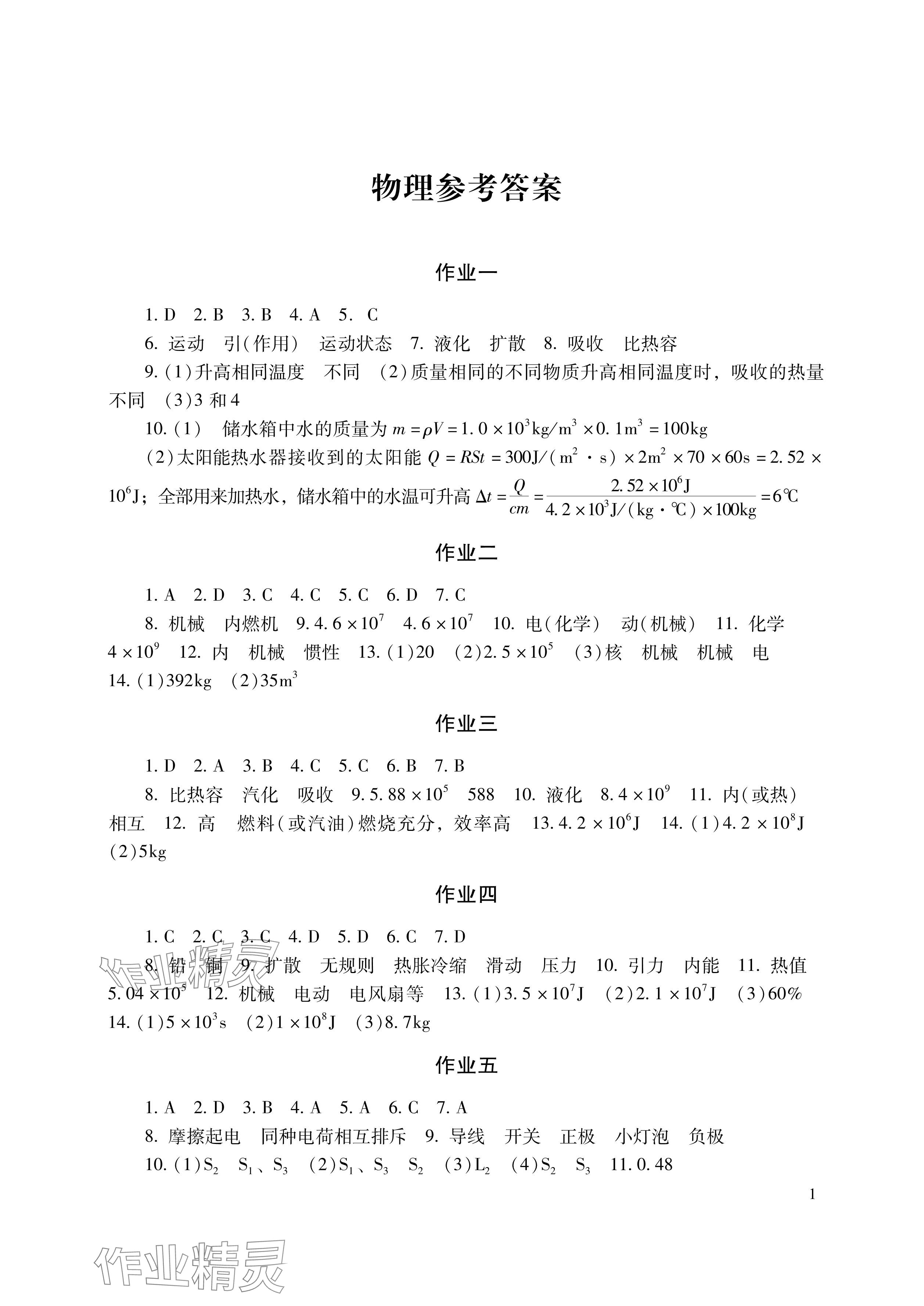 2025年寒假生活九年级副科湖南少年儿童出版社 参考答案第1页
