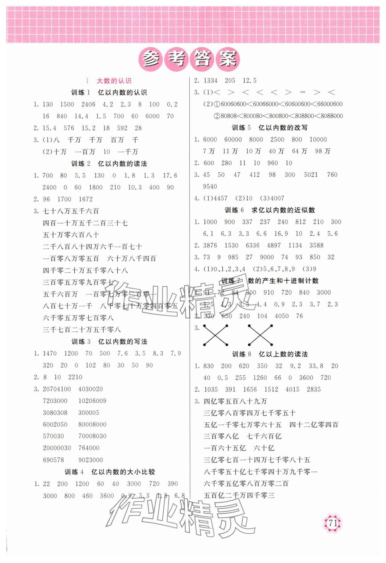 2025年培优口算题卡四年级数学上册人教版 第1页