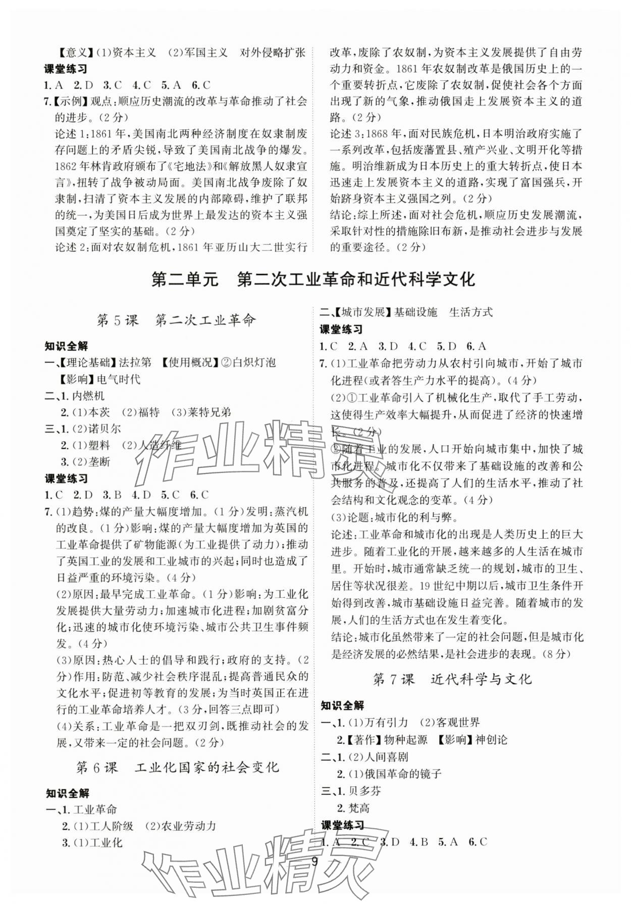 2024年考點專練九年級歷史全一冊人教版深圳專版 第9頁