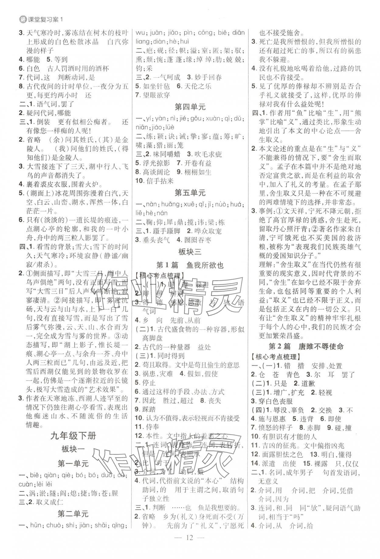 2025年中考特訓語文山東專版 參考答案第11頁