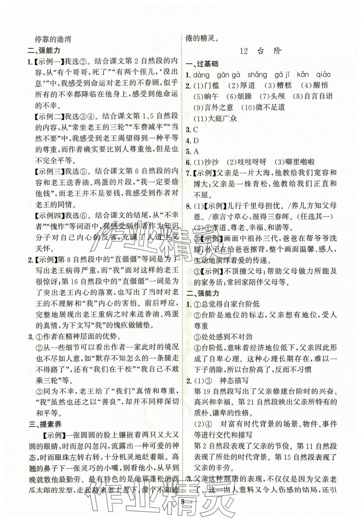 2024年考點專練七年級語文下冊人教版深圳專版 第9頁