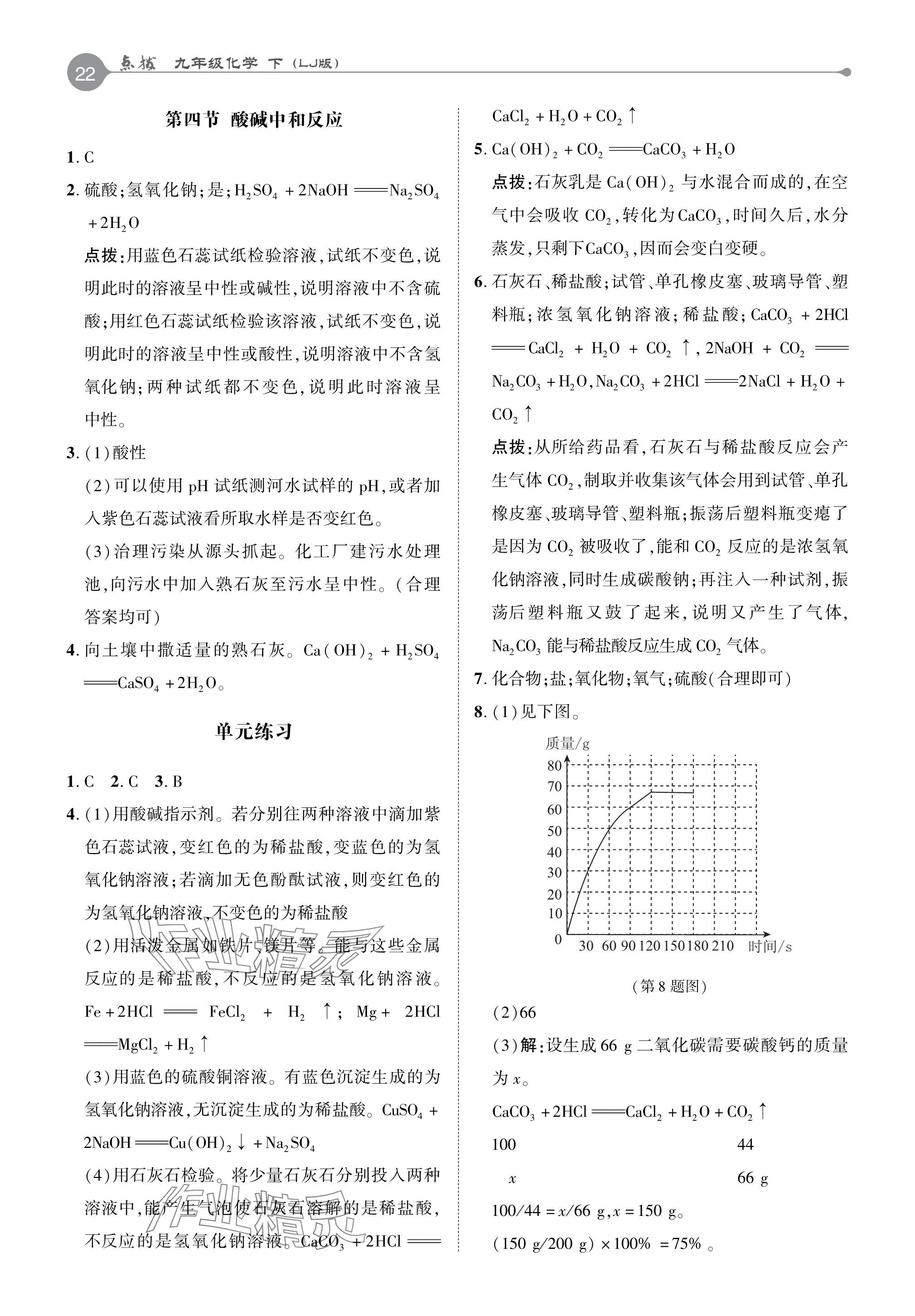 2024年教材課本九年級化學下冊魯教版 參考答案第2頁