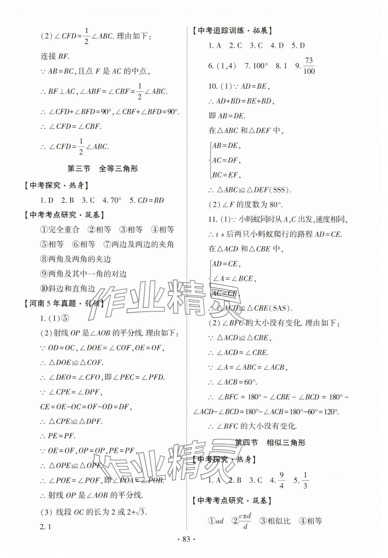 2025年初中學(xué)業(yè)水平考試復(fù)習(xí)指導(dǎo)數(shù)學(xué)河南專版 參考答案第9頁(yè)