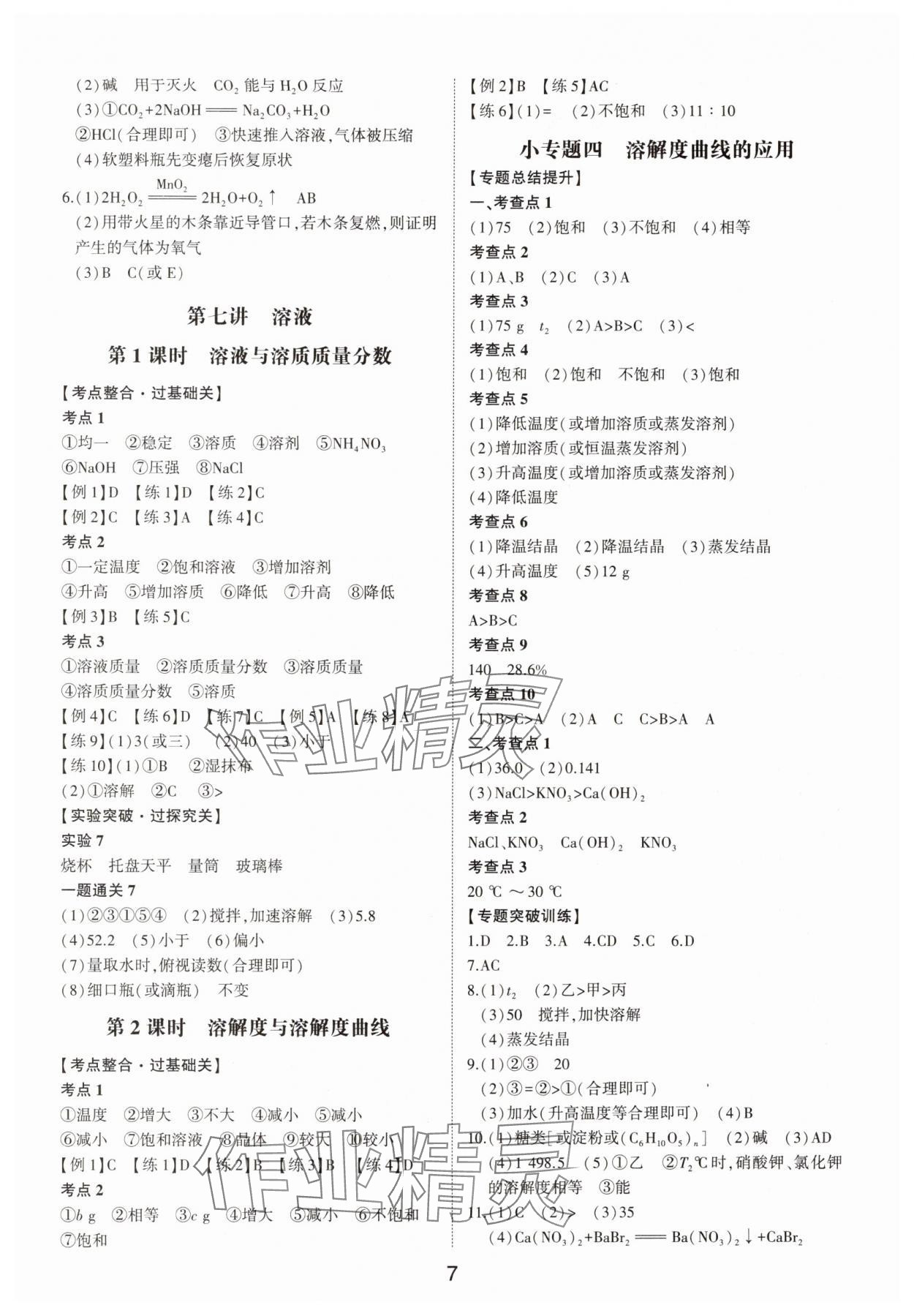 2025年中考状元化学鲁教版山东专版 参考答案第6页