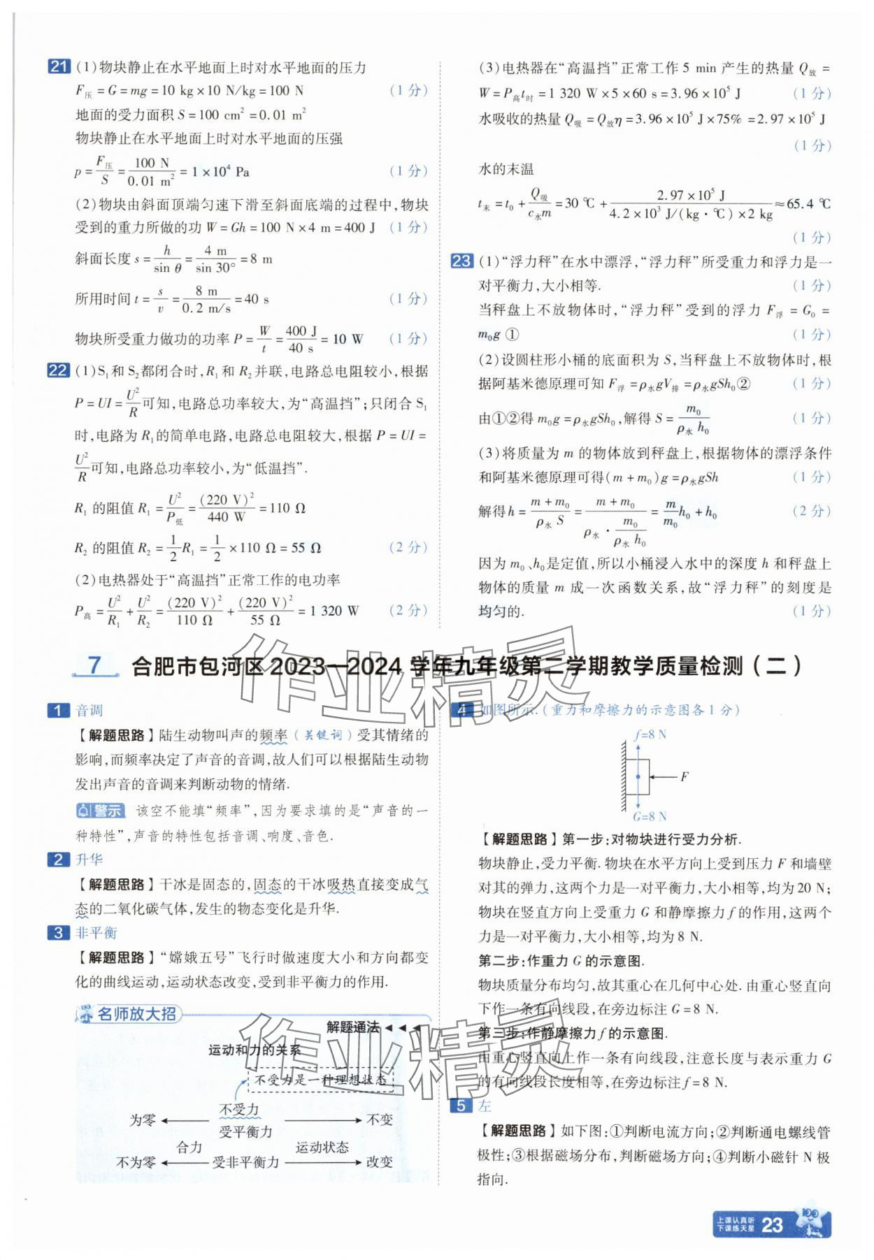 2025年金考卷45套匯編物理人教版安徽專版 參考答案第22頁