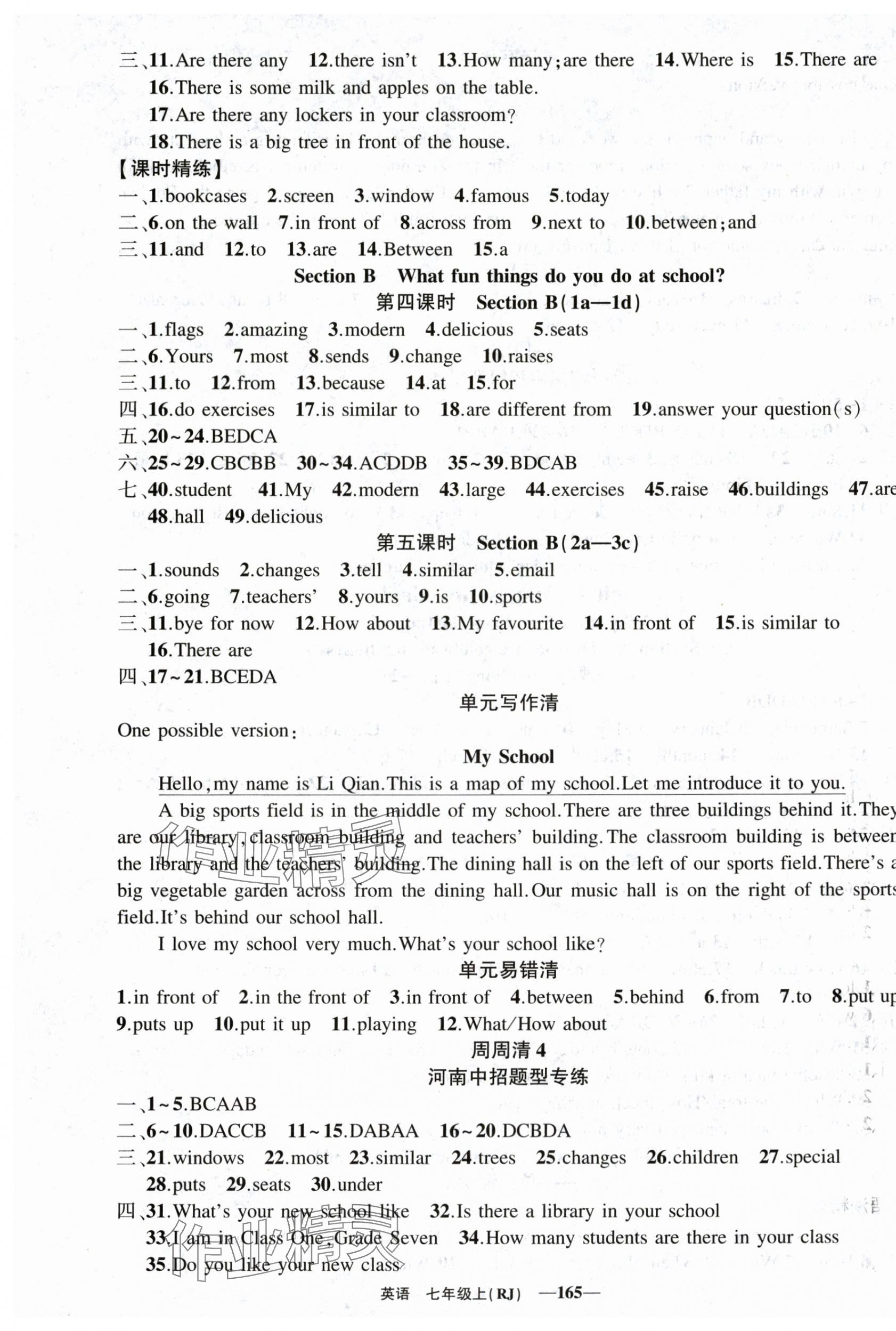 2025年四清导航七年级英语上册人教版河南专版 第7页