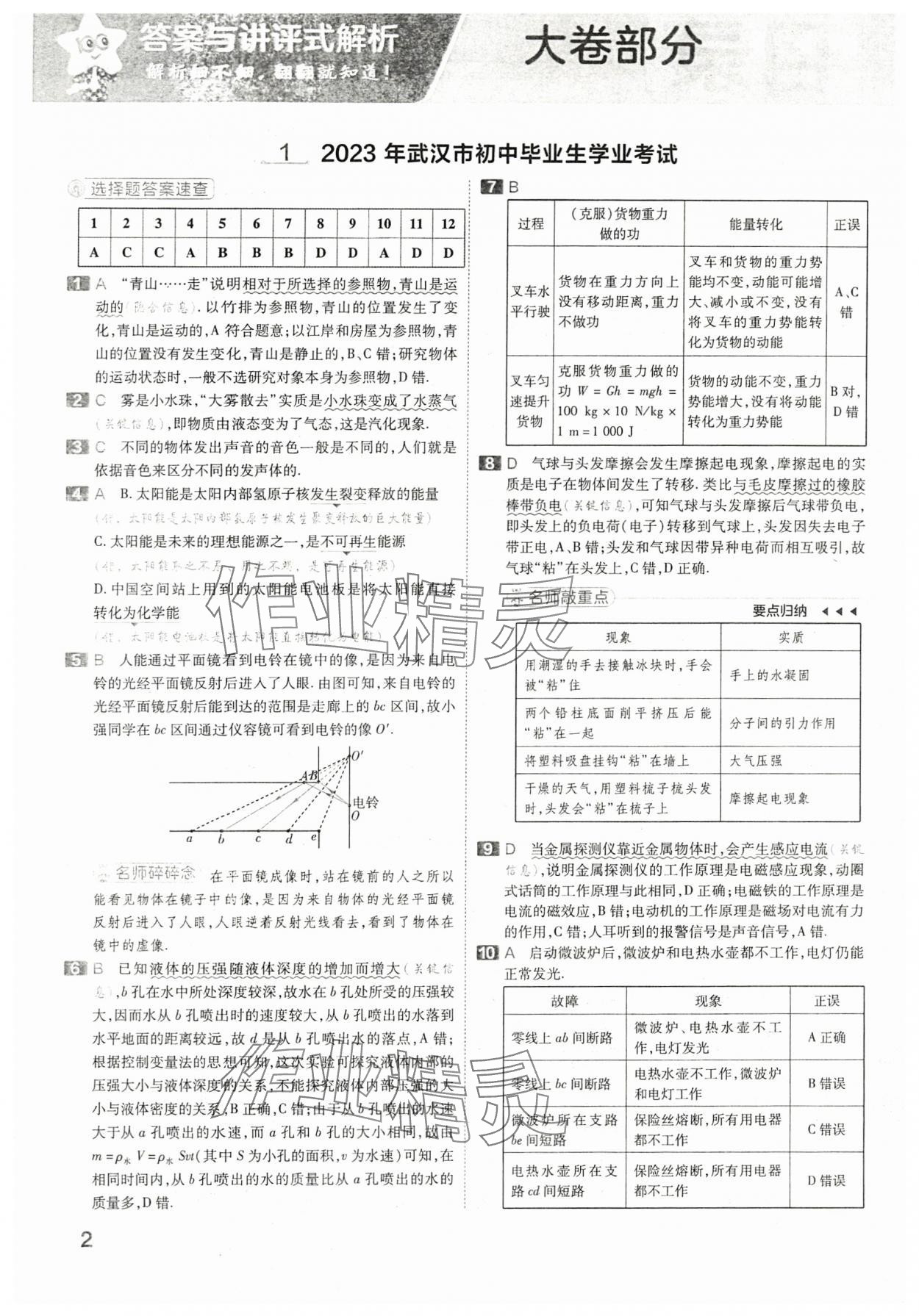 2024年金考卷45套匯編物理湖北專版 參考答案第1頁